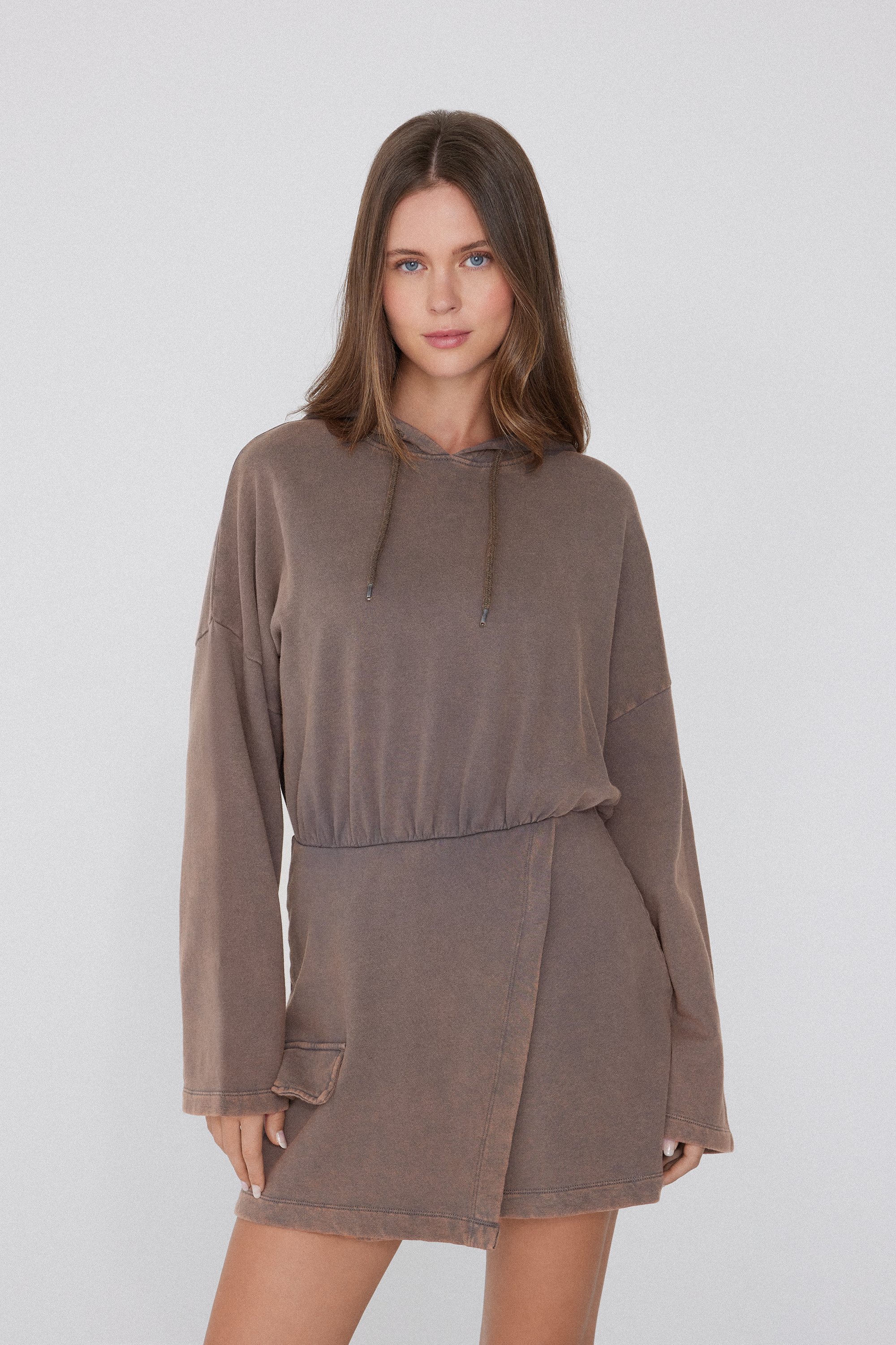 Короткое Платье из Футера с Капюшоном - Платья - ЖЕНЩИНАМ | Tezenis