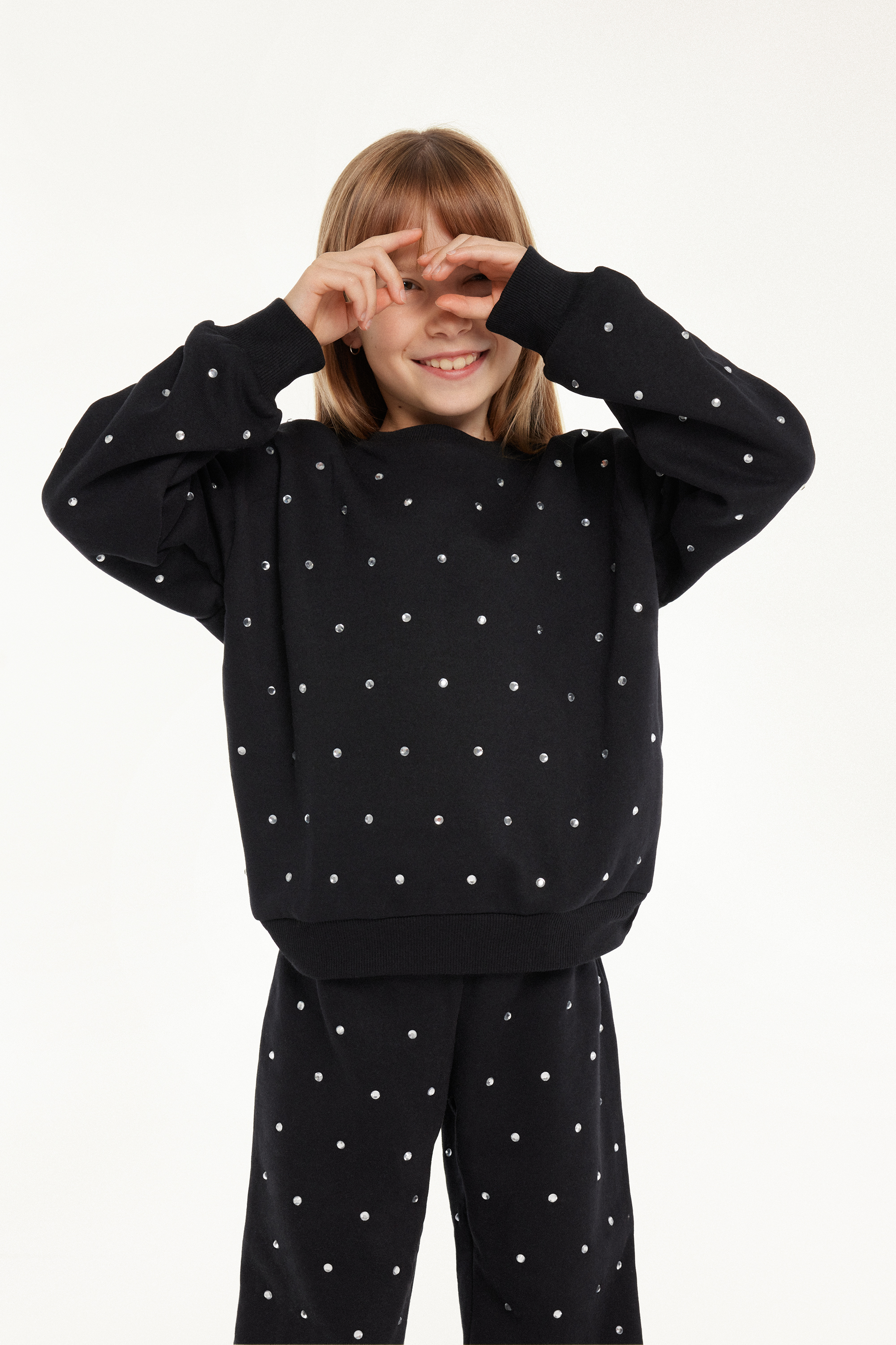 Girls’ Long Sleeve Sweatshirt with Rhinestones