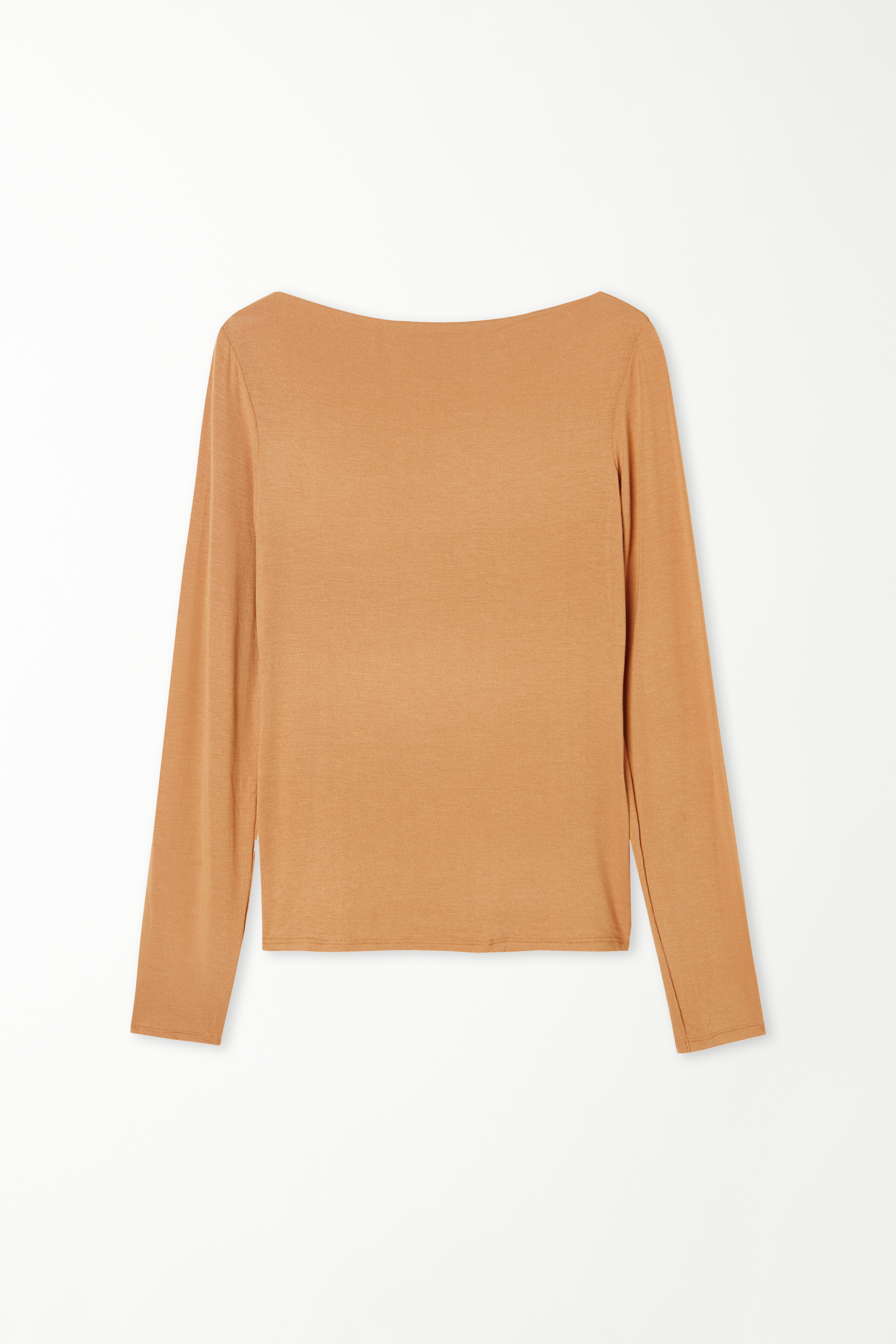 Long-Sleeved Viscose Boat-Neck Top