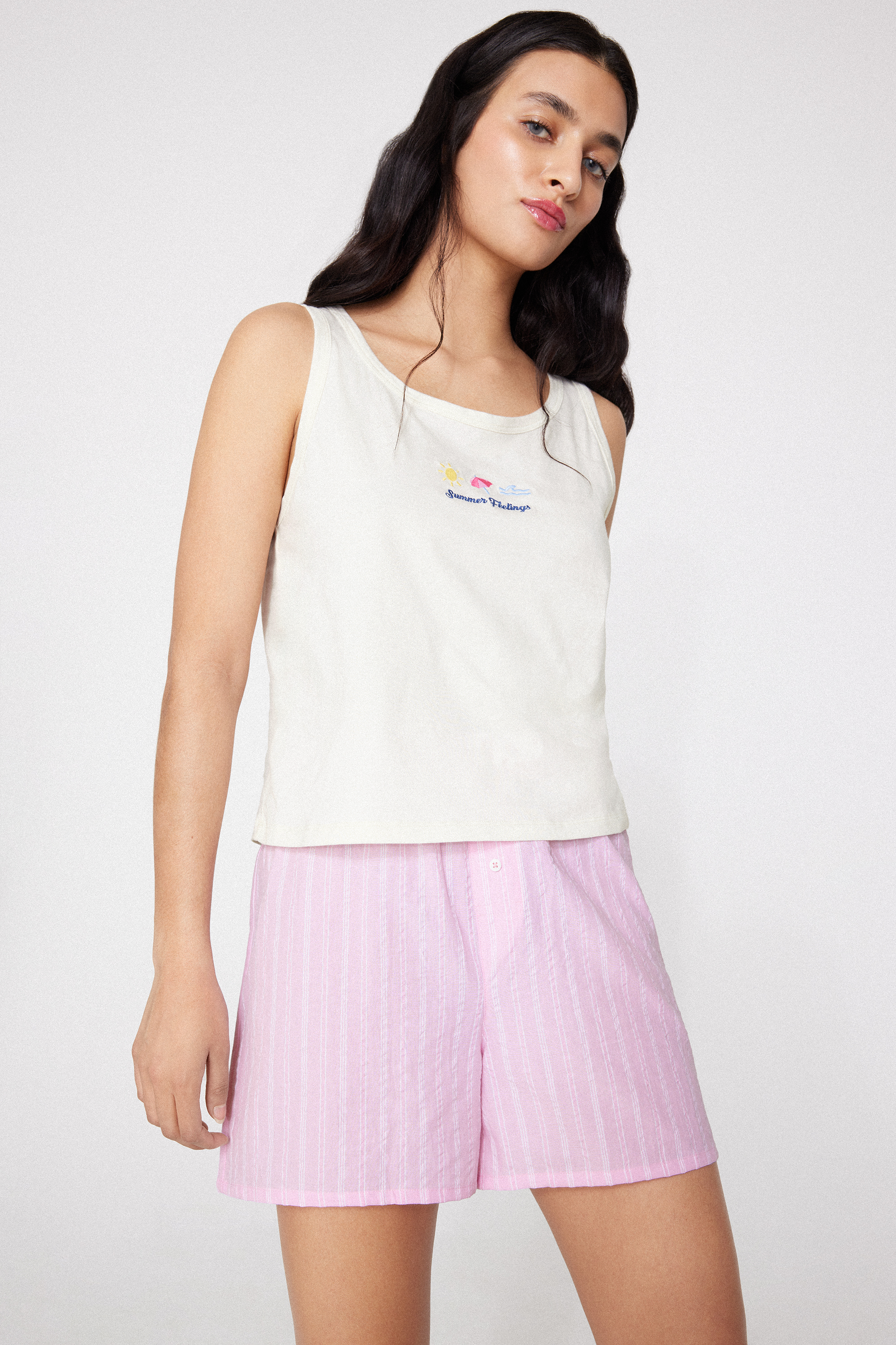 Shorts aus bedrucktem Crinkle-Baumwolltuch