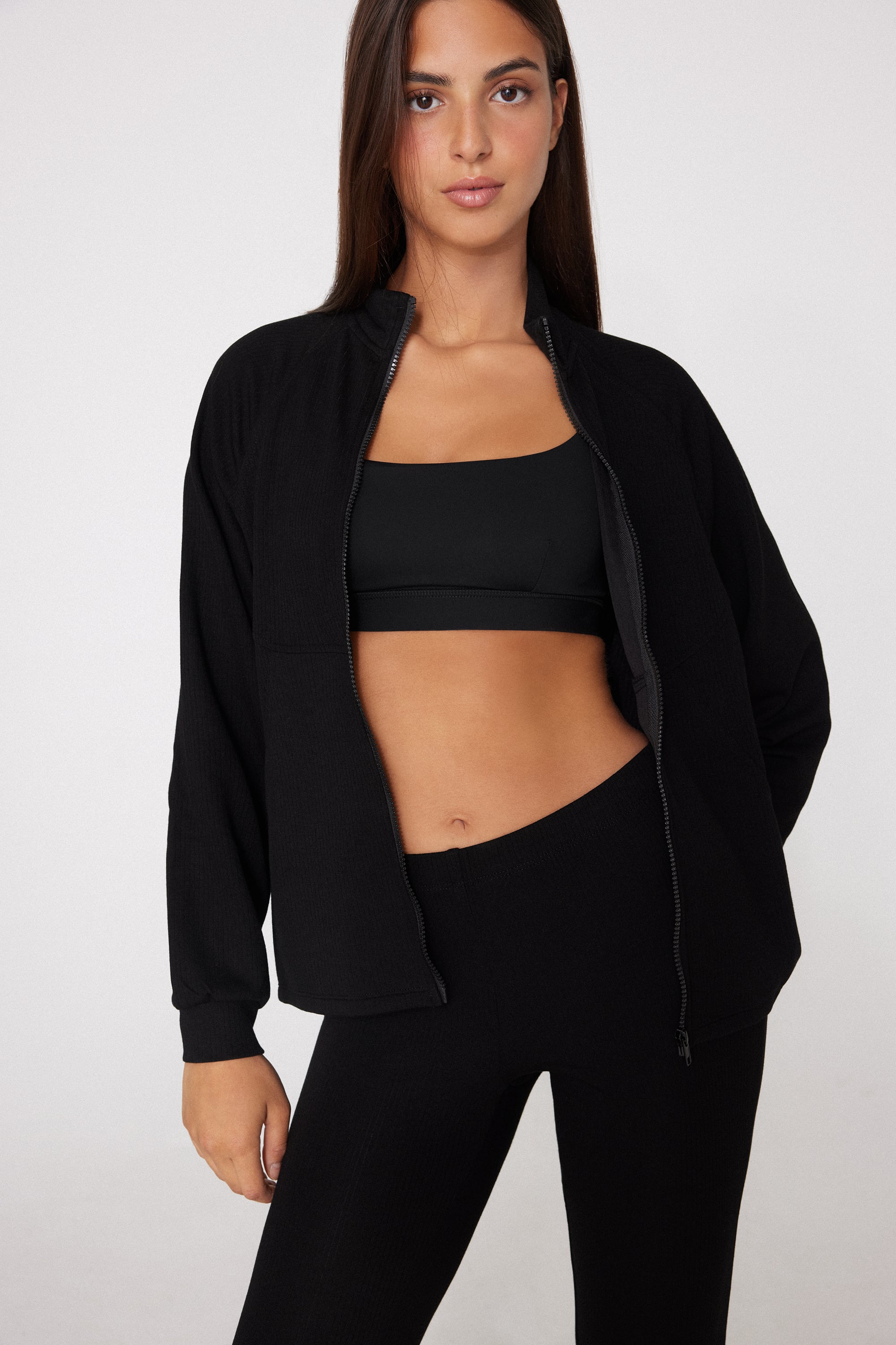 Sweatjacke Superior Softness mit Rei&szlig;verschluss und Rippung