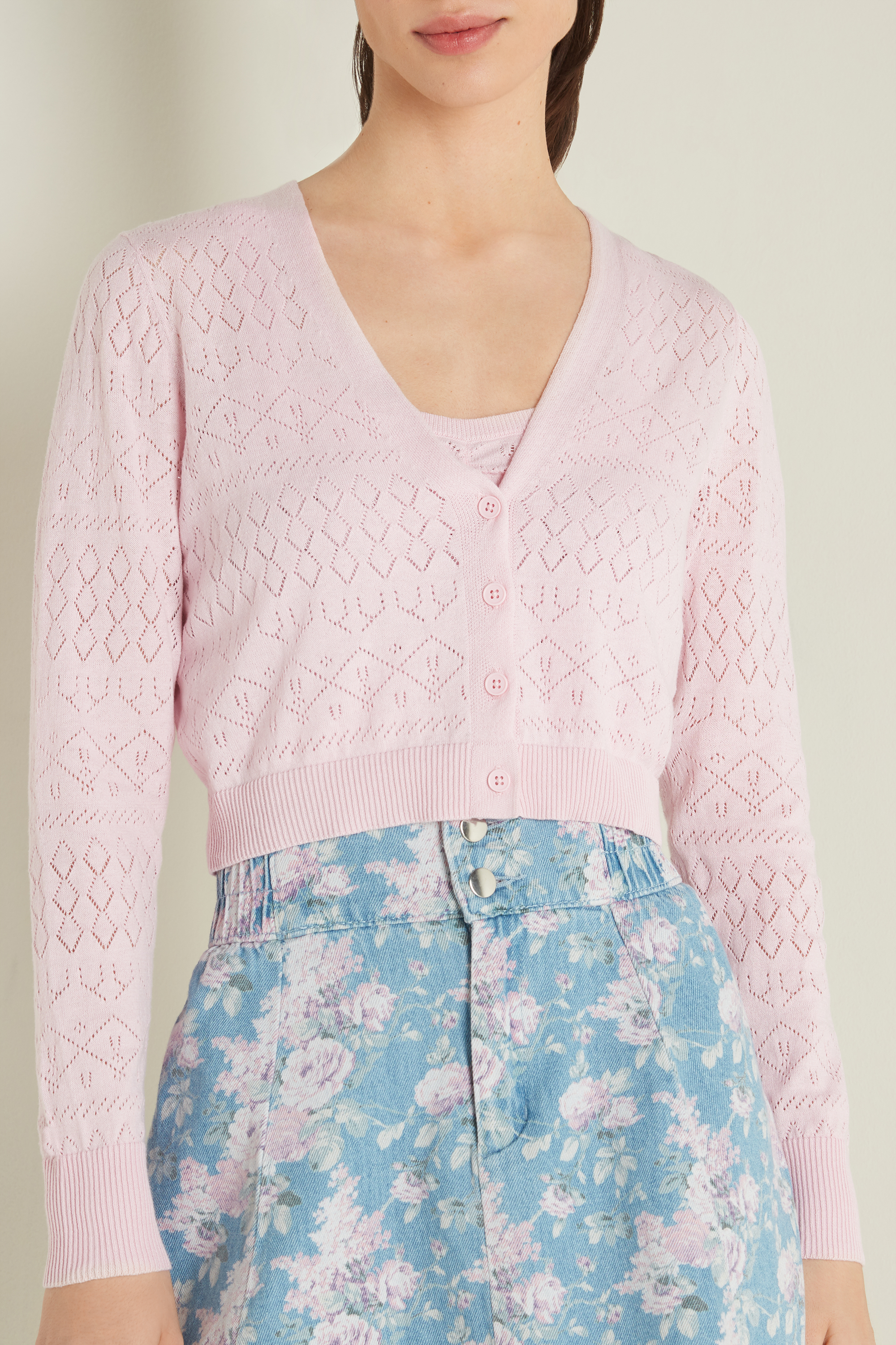 Openwork Cotton Long Sleeve Short 