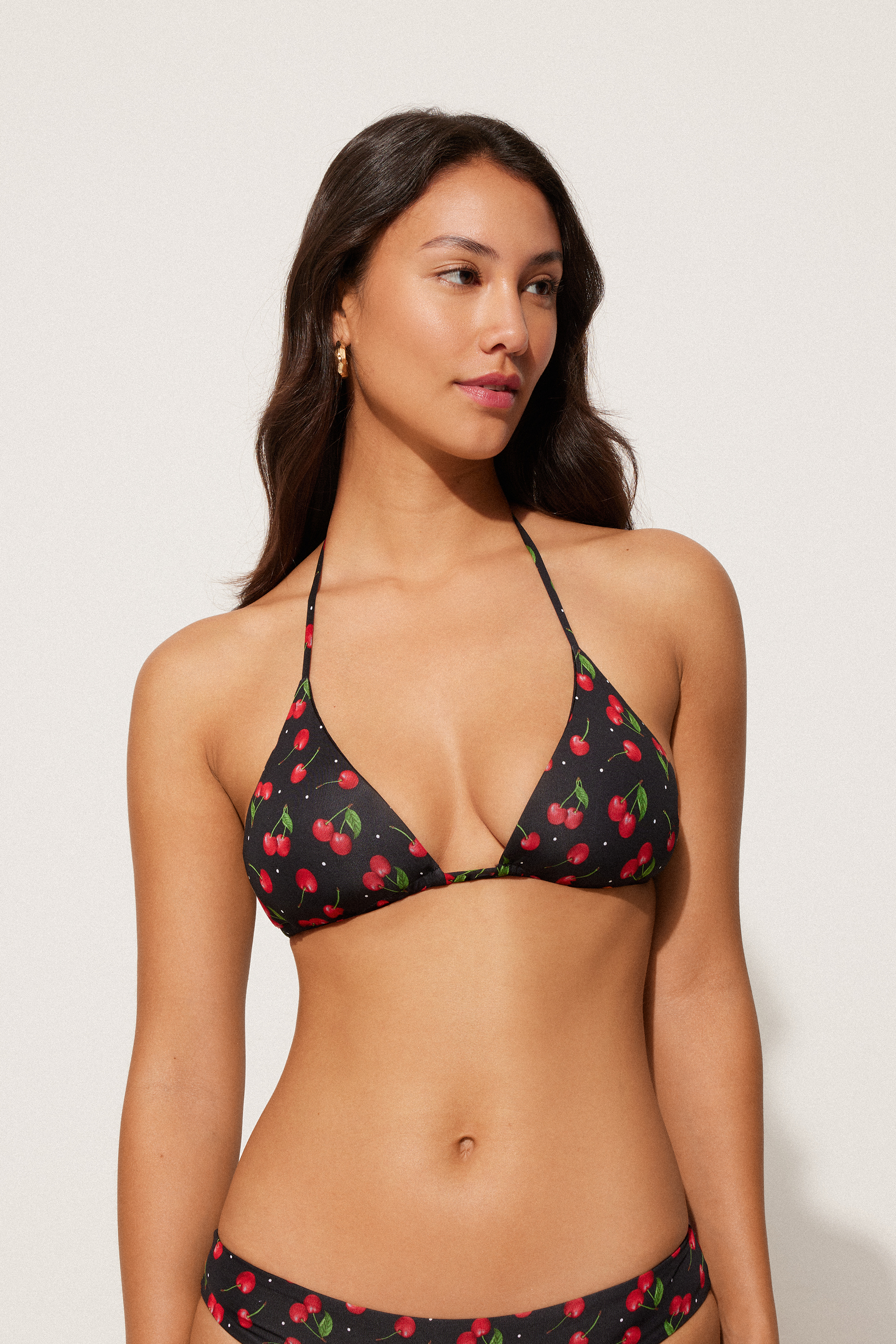 Cherry on Top Removable Padding Triangle Bikini Top