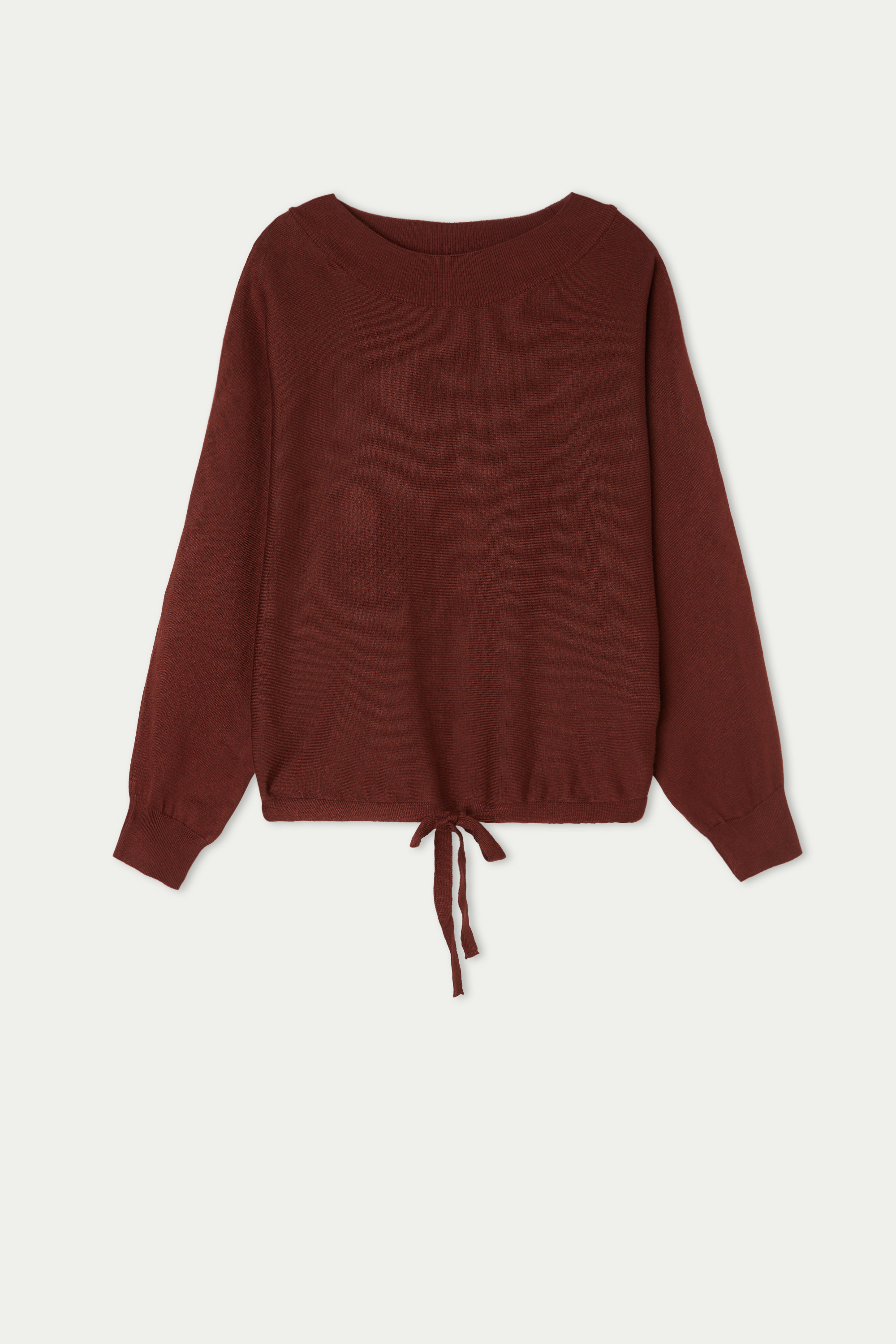 Cropped Batwing Sleeve Jumper with Drawstring