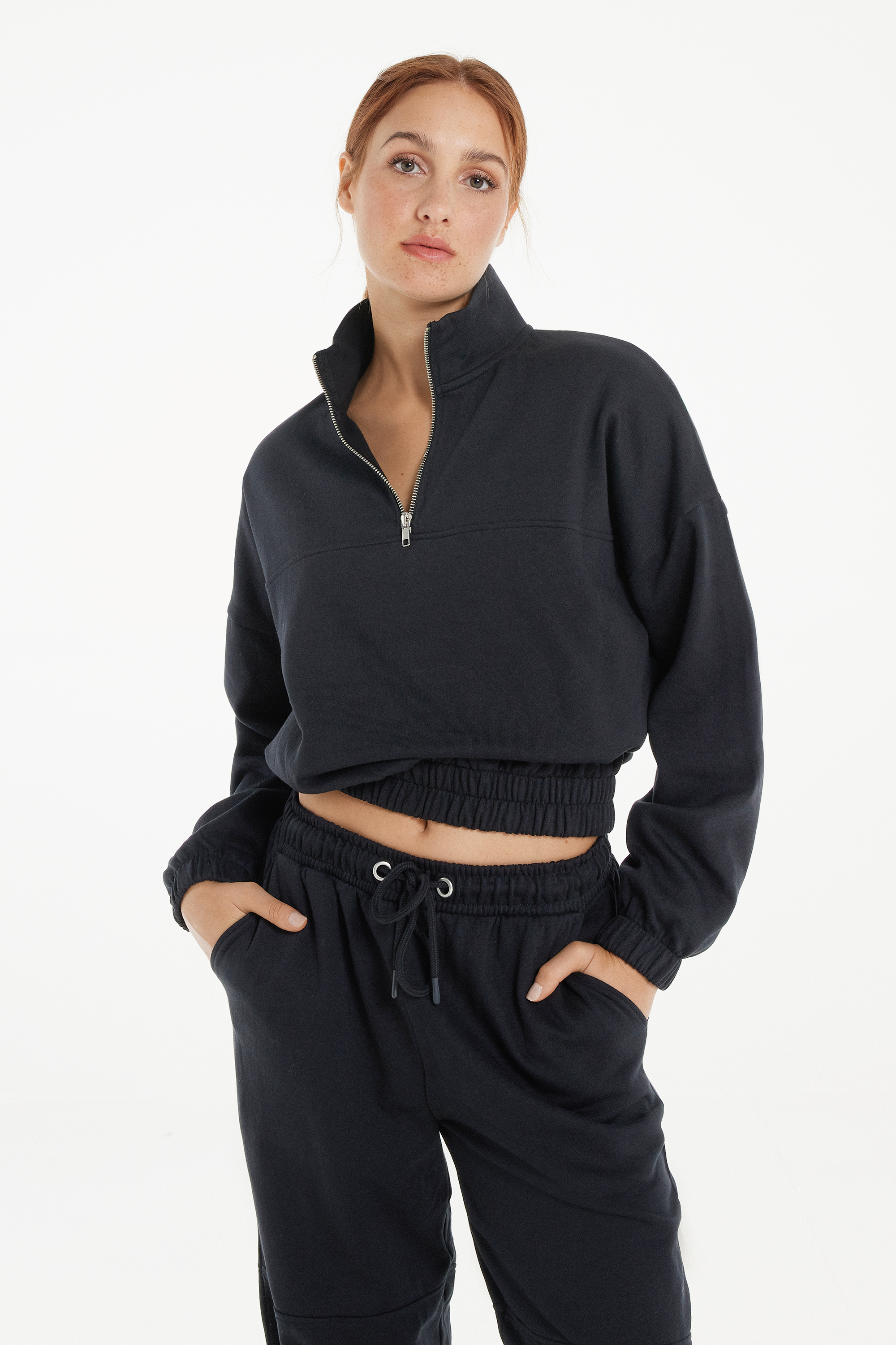 Long-Sleeved Zip-Up Sweatshirt