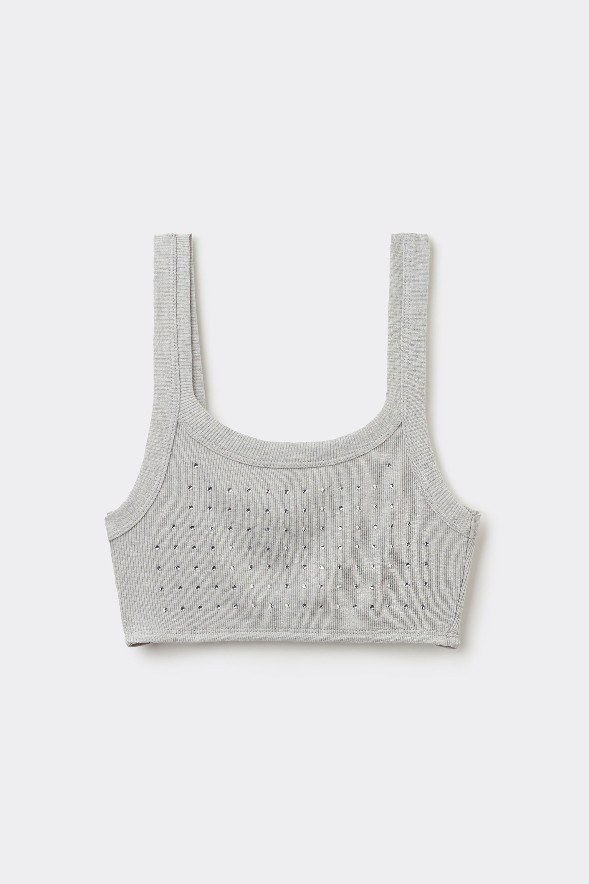 Rhinestone Ribbed Bra-Style Crop Top