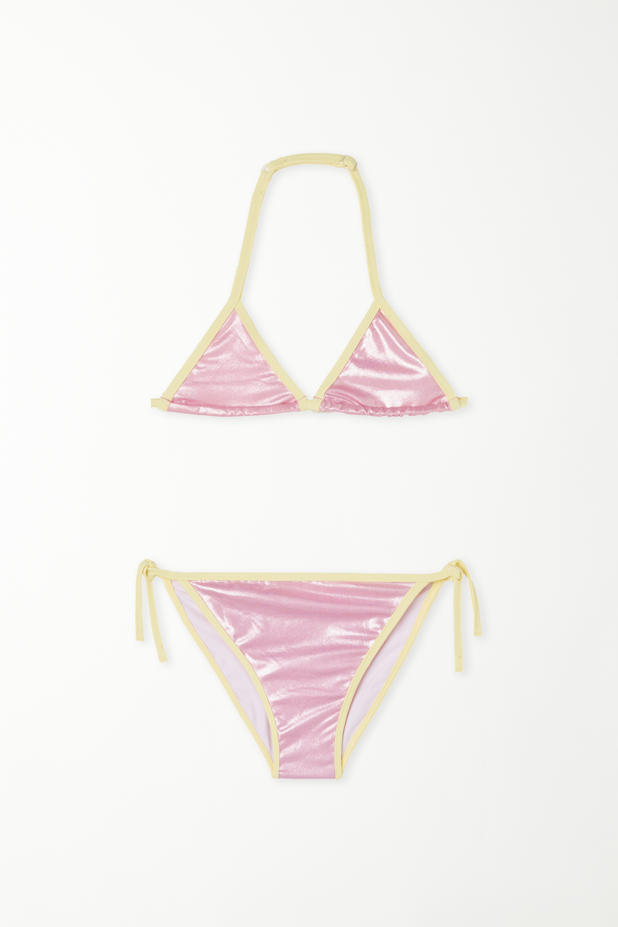 Bikini Triángulo con Lazos Glossy Bicolor para Niña