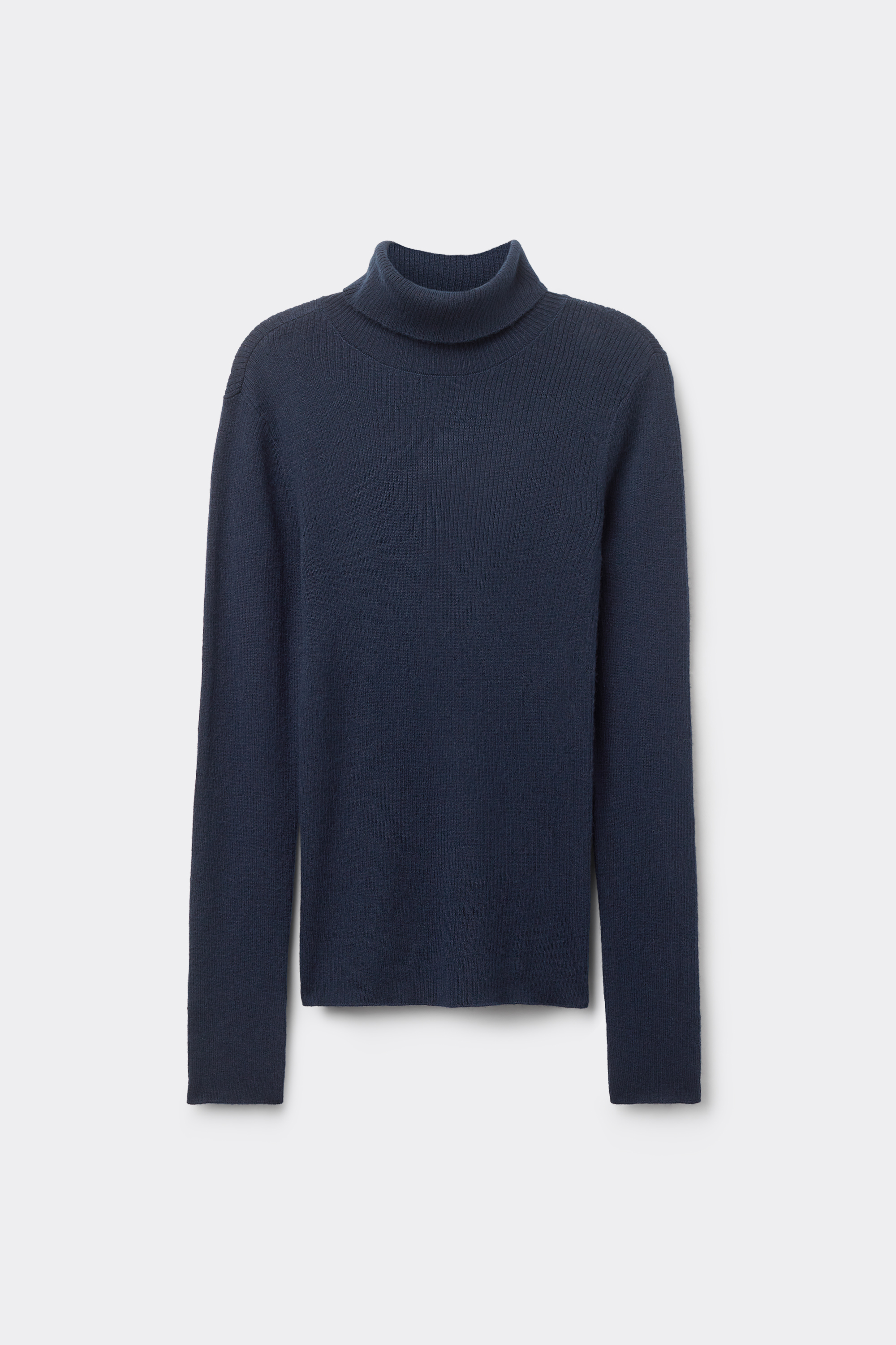 Long-Sleeved Ribbed Turtleneck Sweater with Wool