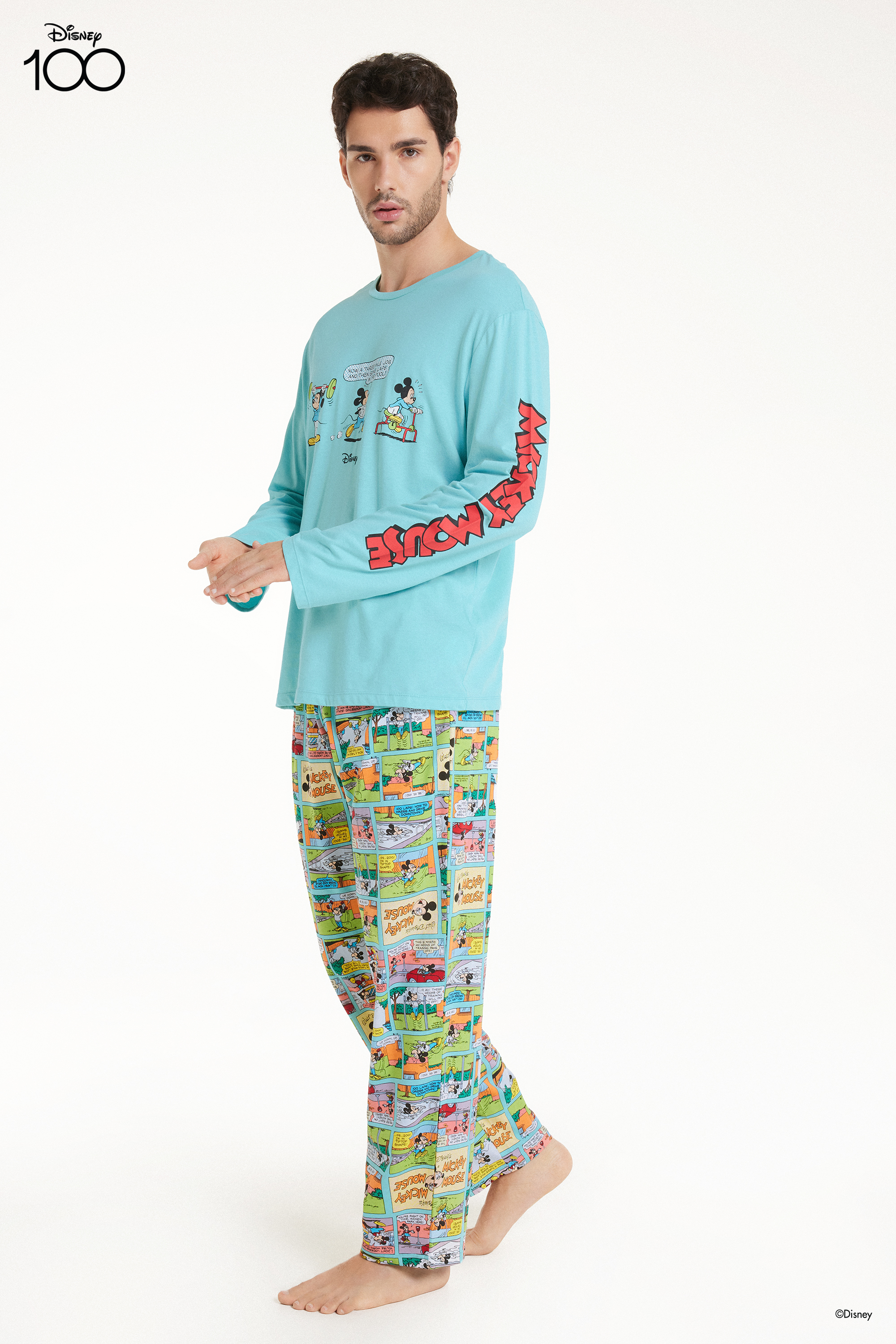Long Cotton Pyjamas with Disney 100 Print