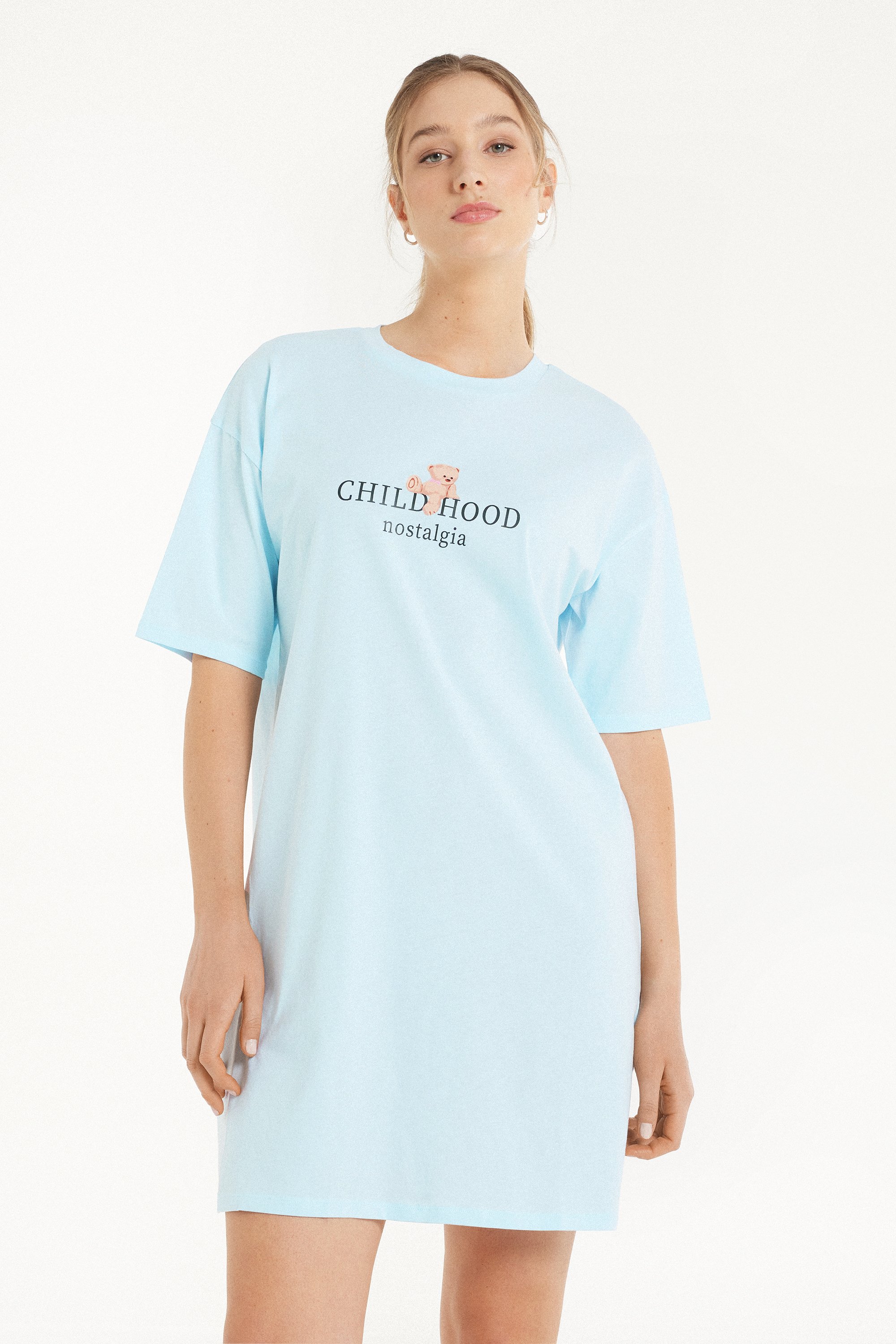 Koszula Nocna z Bawełny z Nadrukiem „Childhood”