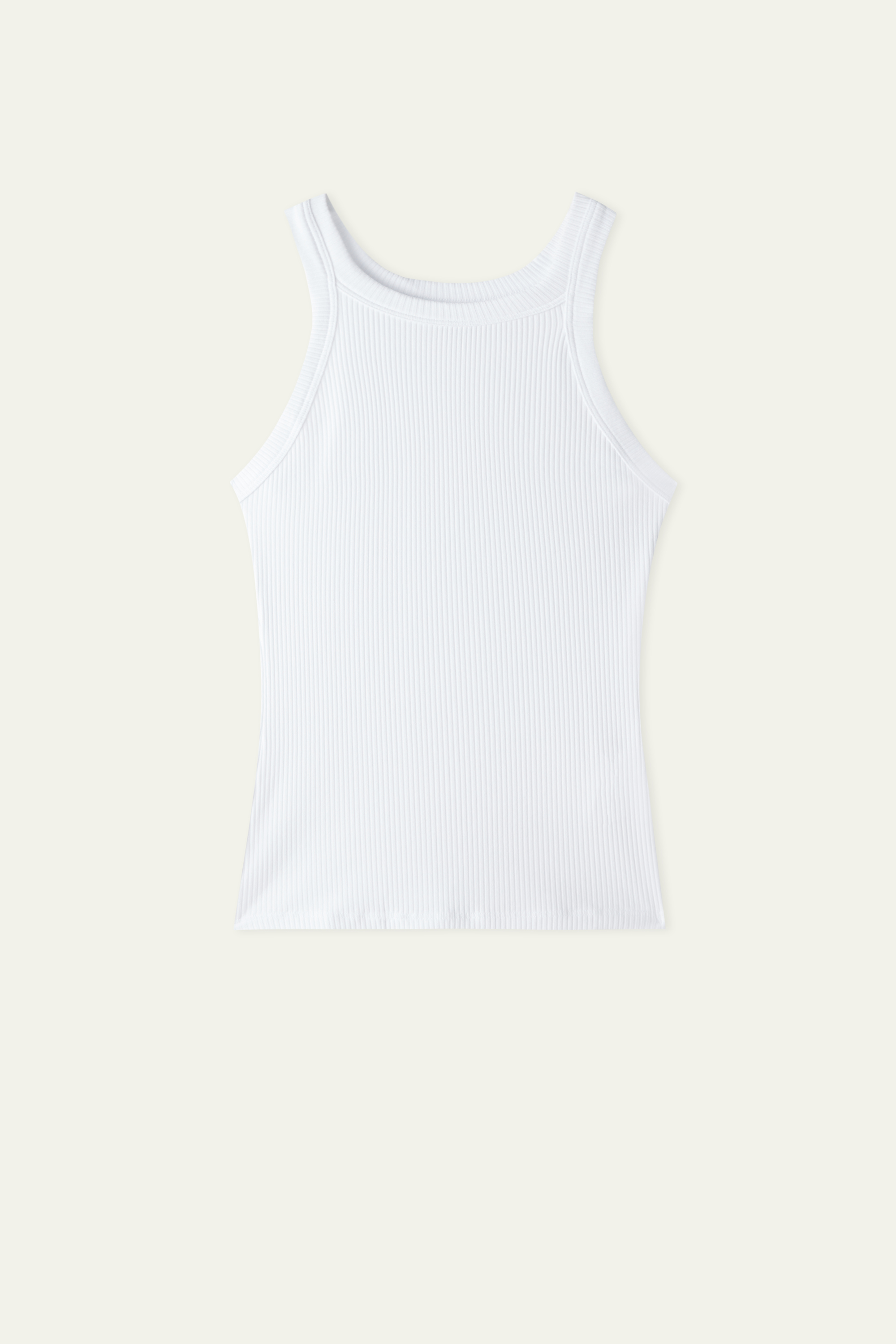 Camiseta de Tirantes de Canalé de Algodón con Espalda Nadadora