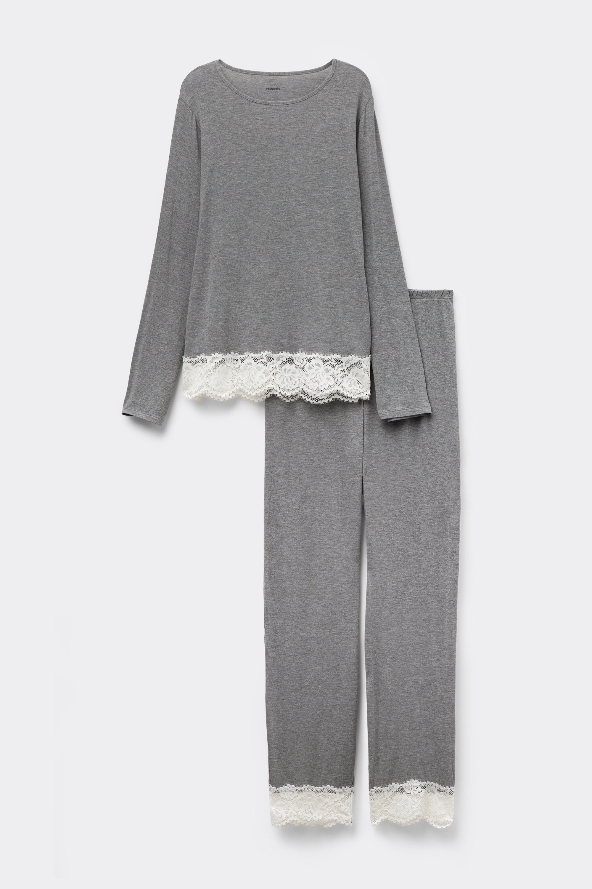 Long Viscose Pyjamas with Lace