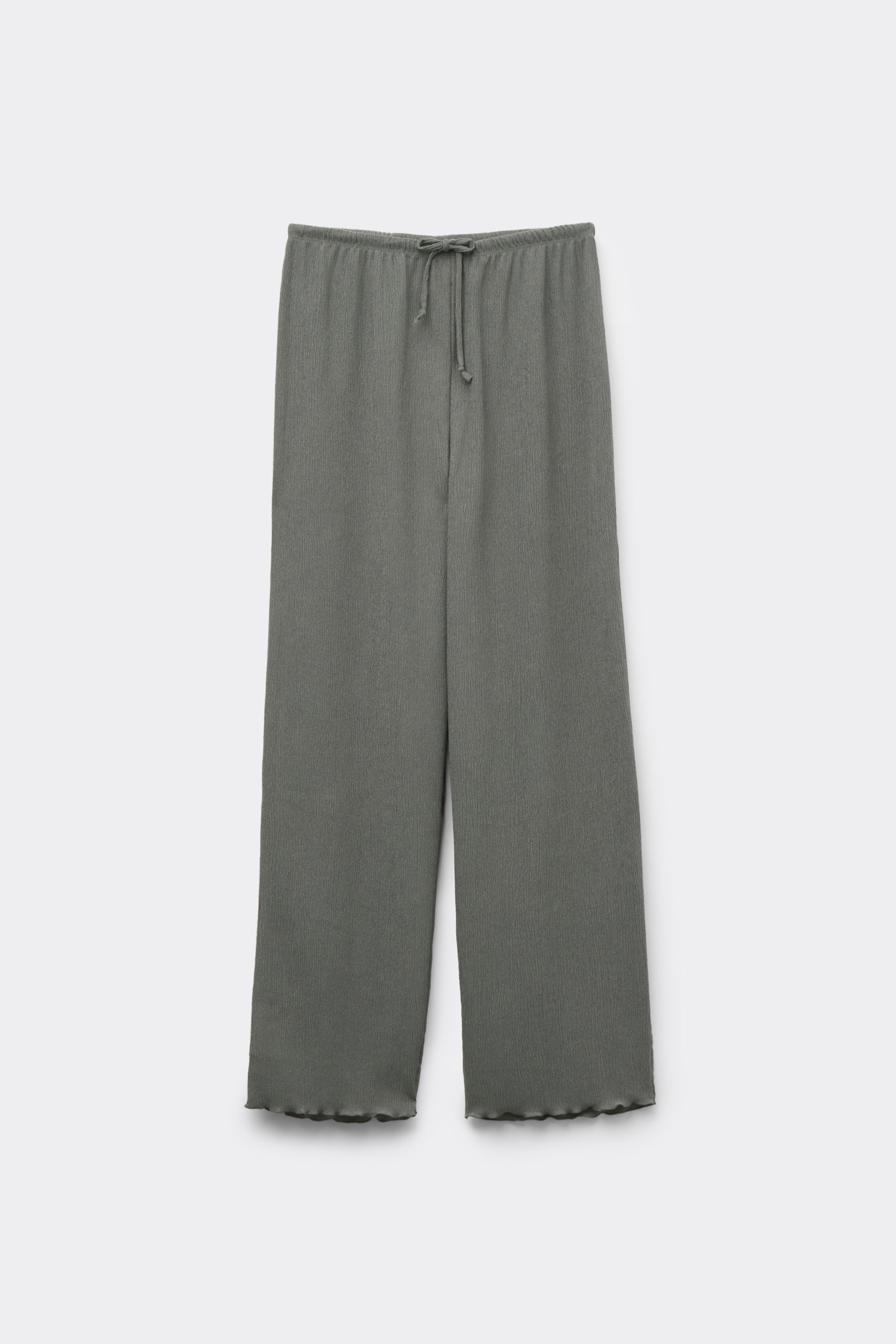 Pantalon Palazzo Effet Crêpe Cordon de Serrage