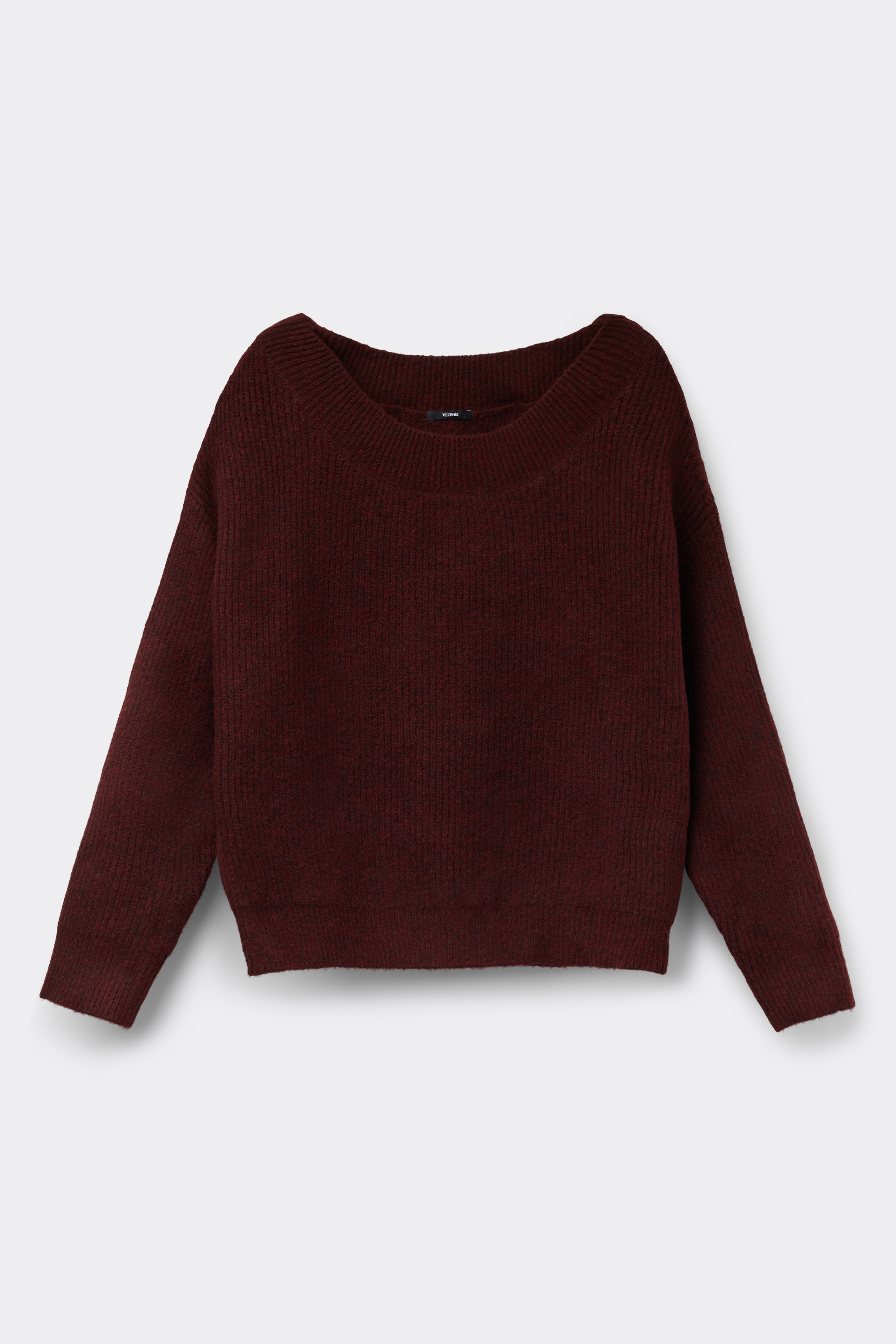 TOP LONG SLEEVE FULLY-FASHIONED RIB BOAT