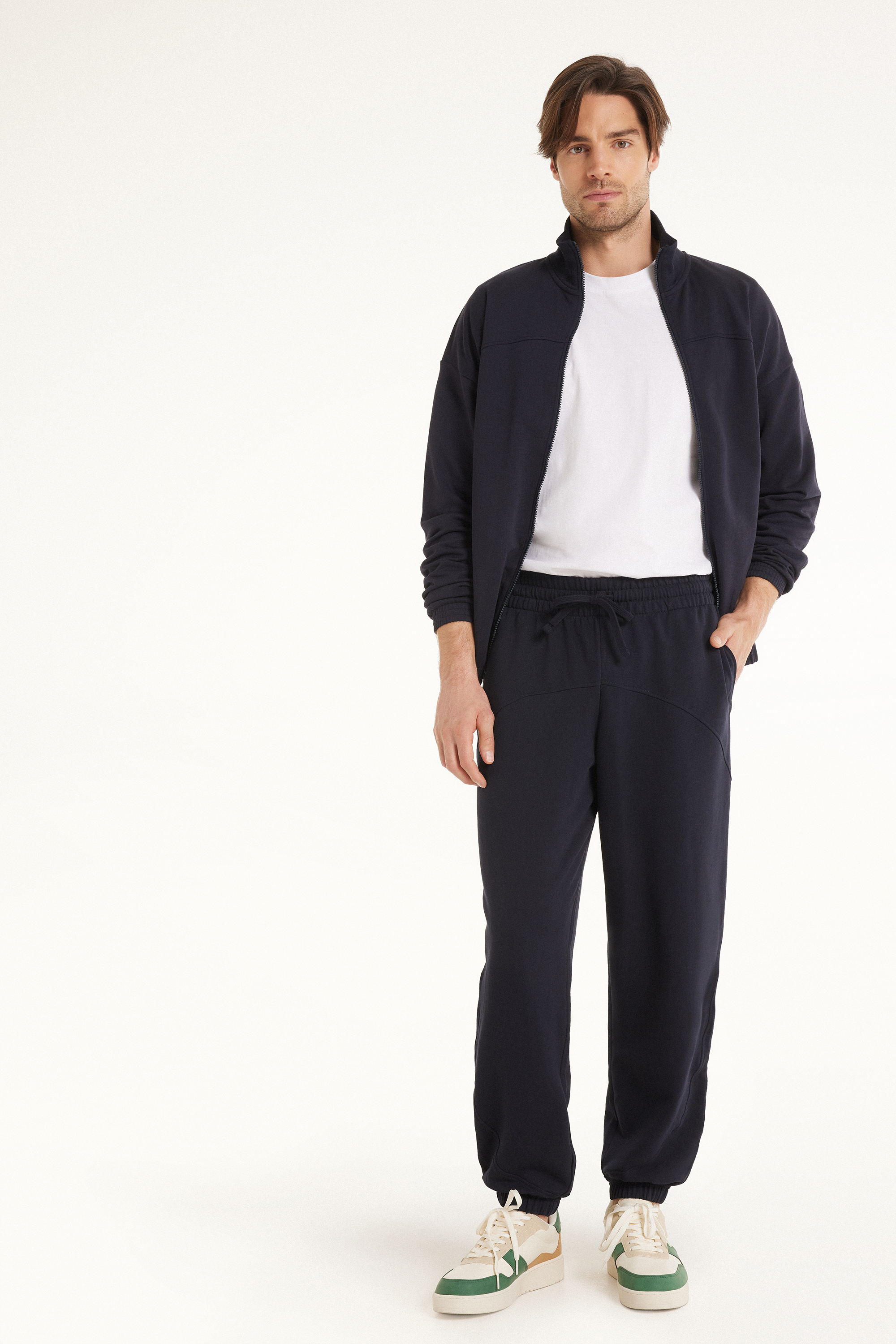Basic Fleece Trousers with Pockets and Drawstring