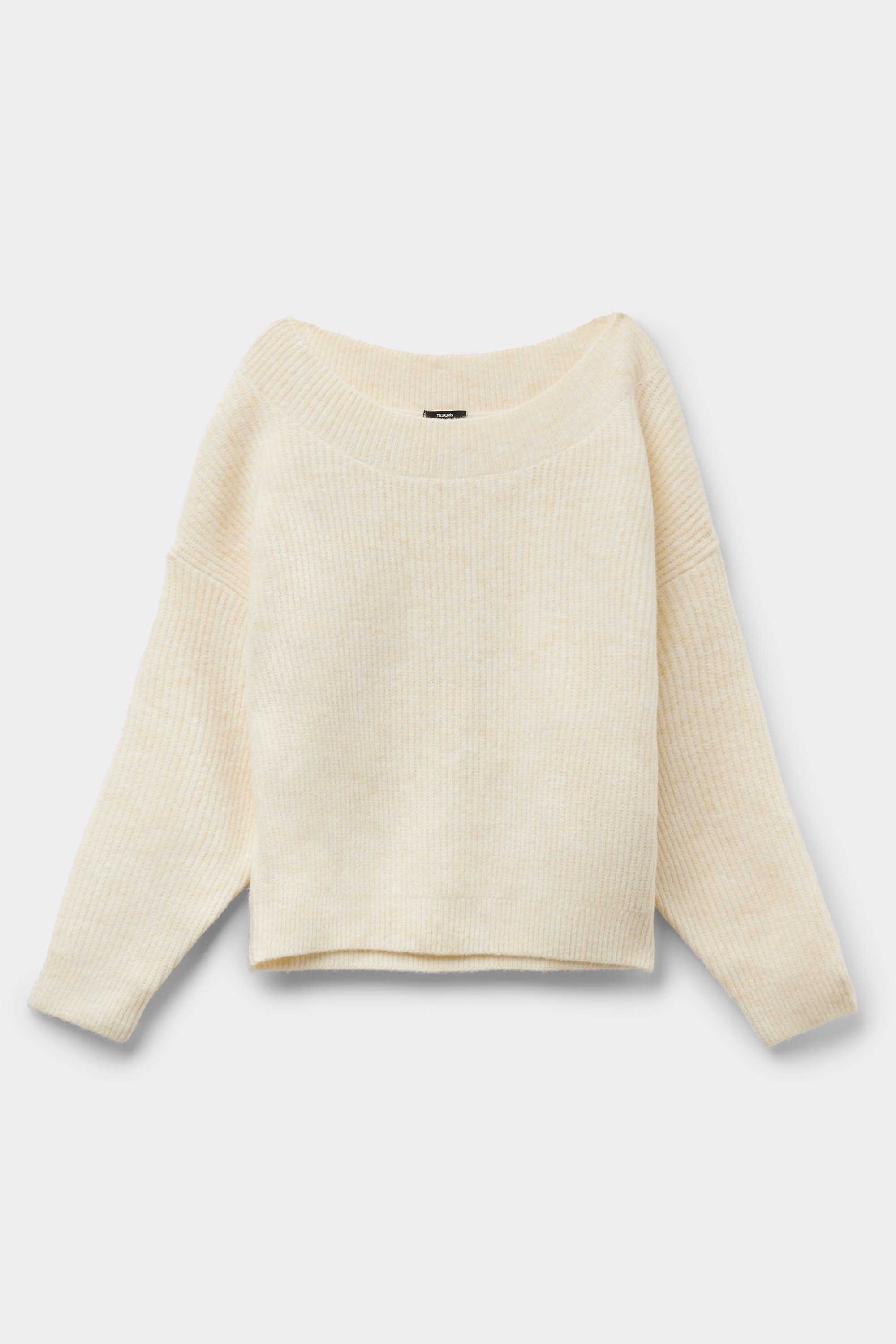 TOP LONG SLEEVE FULLY-FASHIONED RIB BOAT