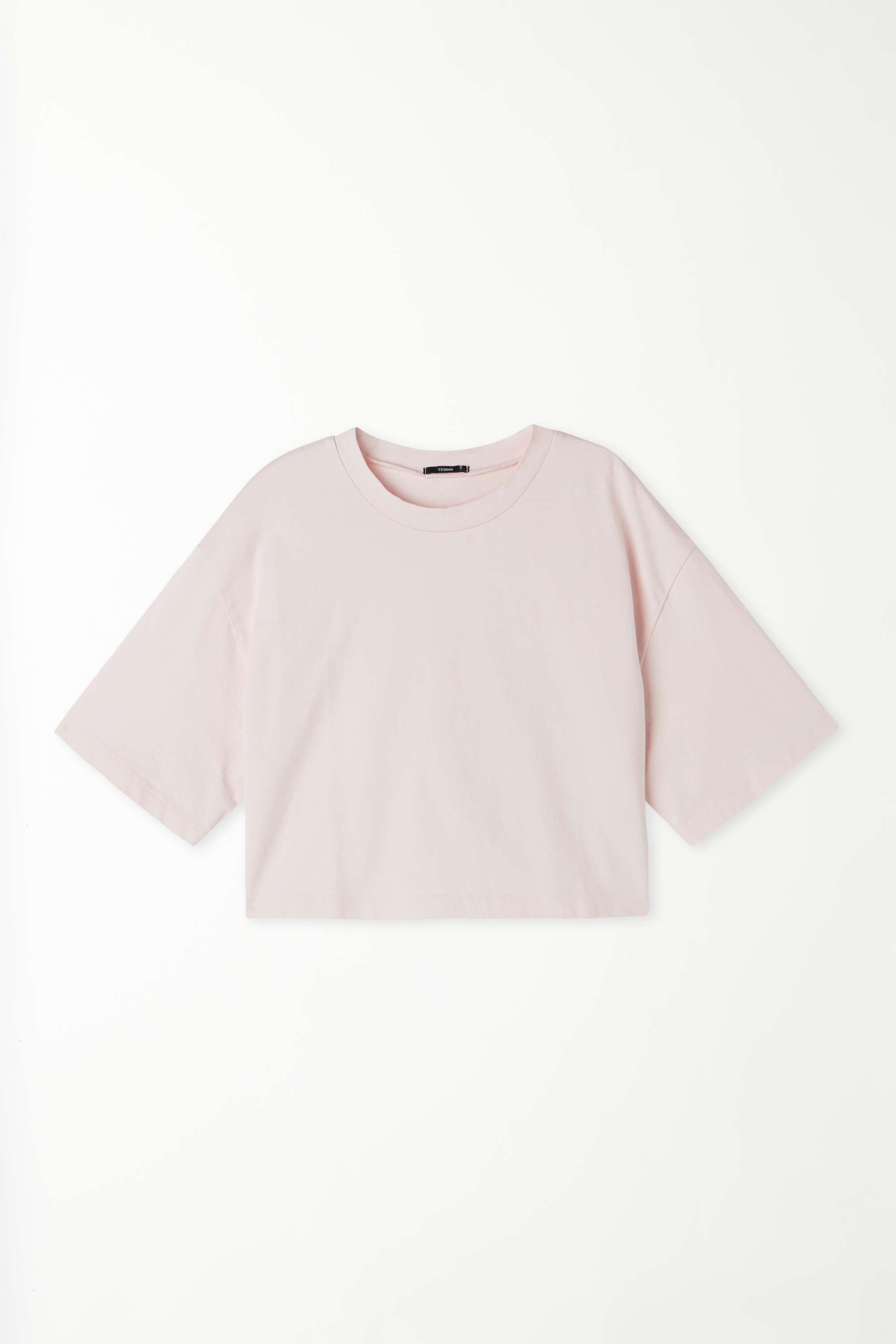 Short Cotton Round-Neckline T-Shirt