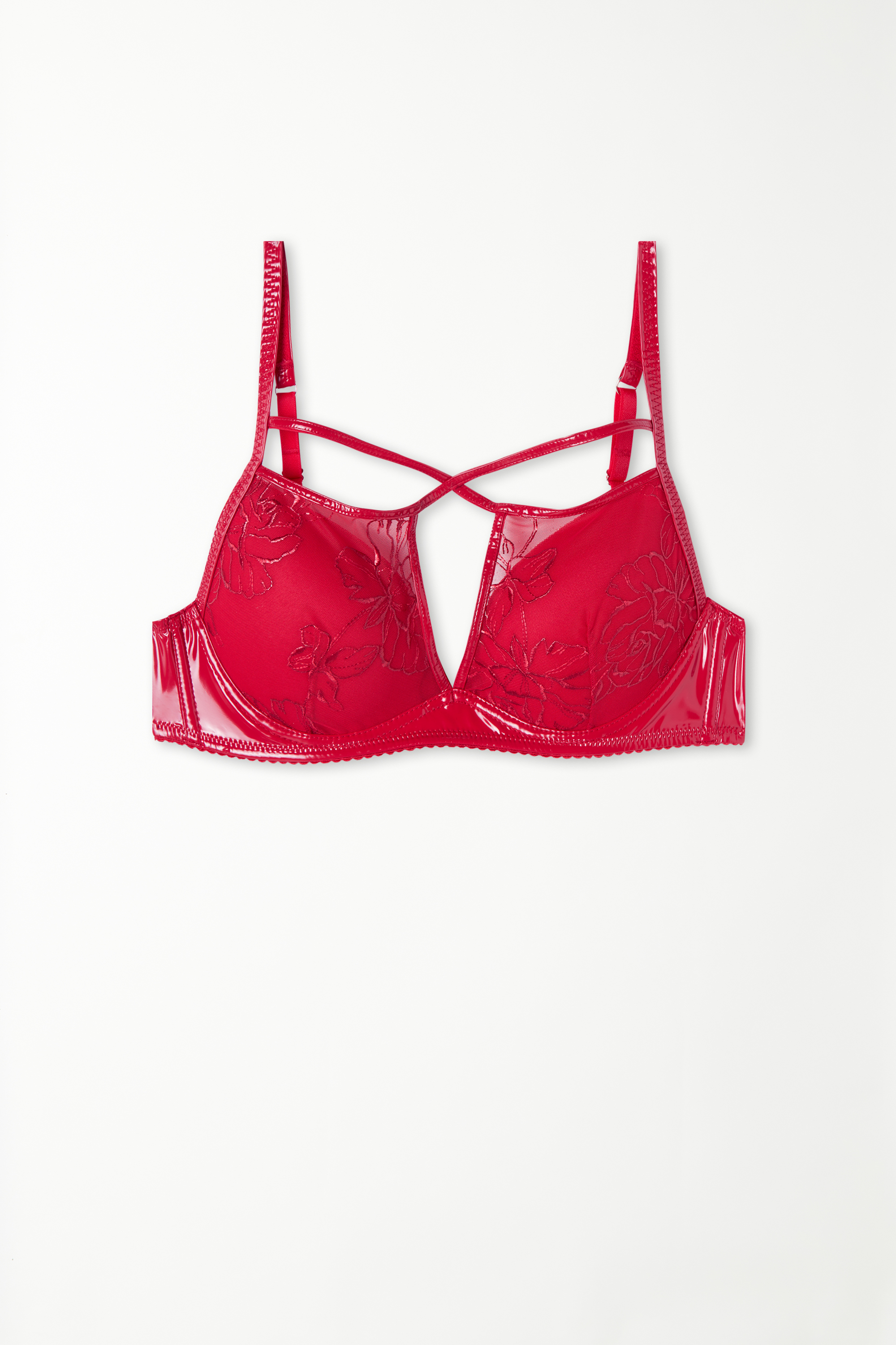 Moscow Red Lace Vinyl Push-Up Bra