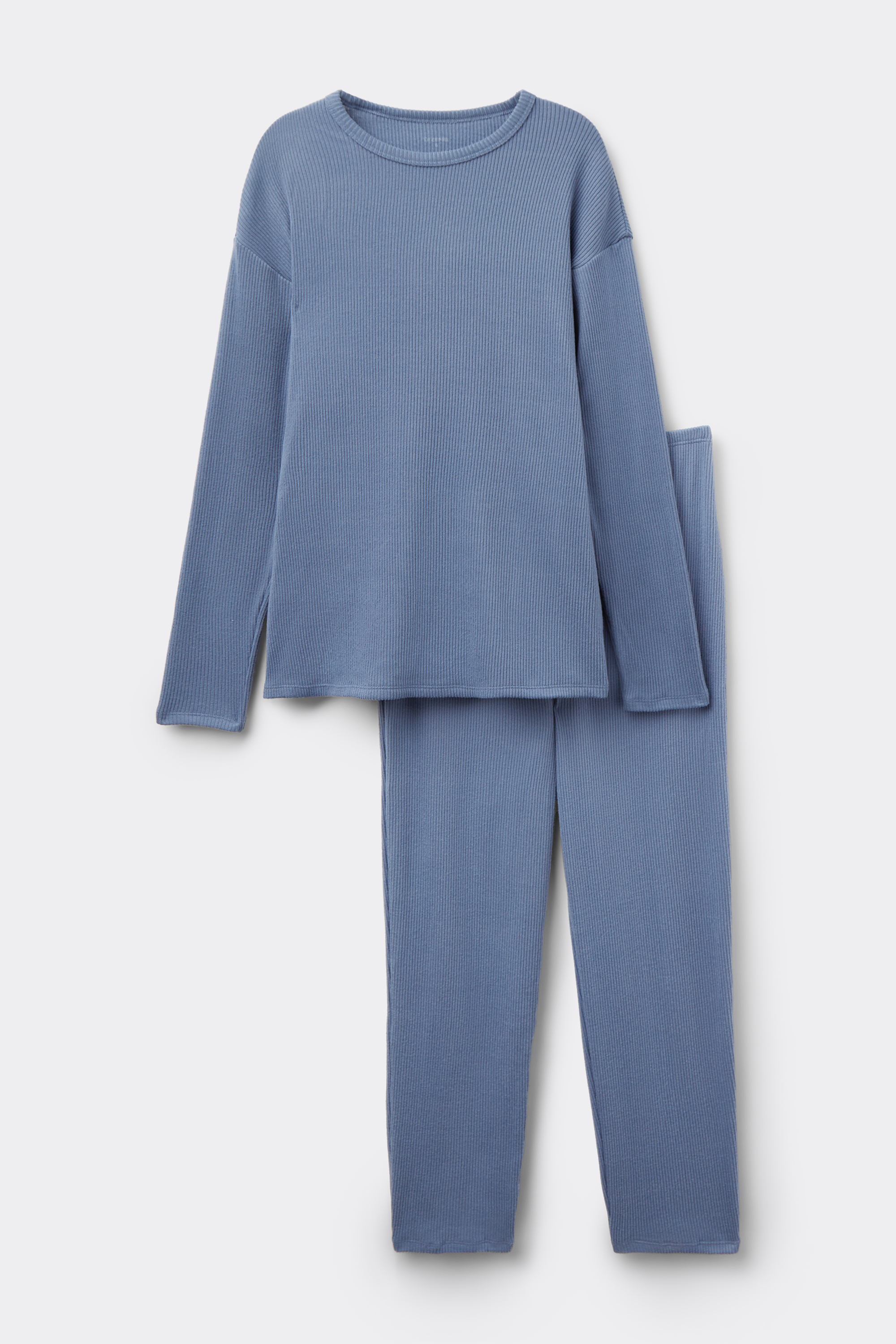 Long Crew Neck Ribbed Pajamas