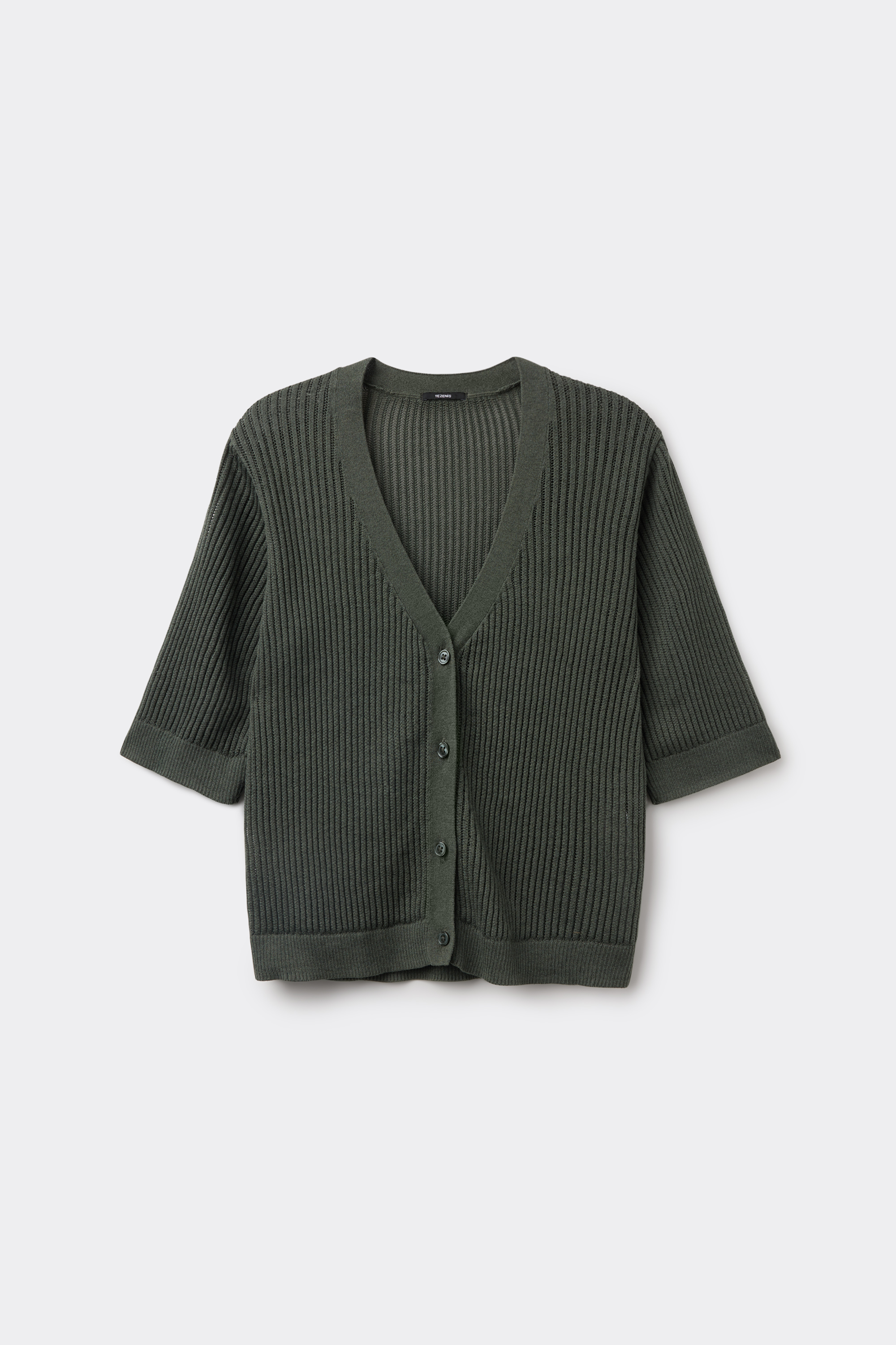Cardigan mit kurzen Ärmeln und Ripplochmuster