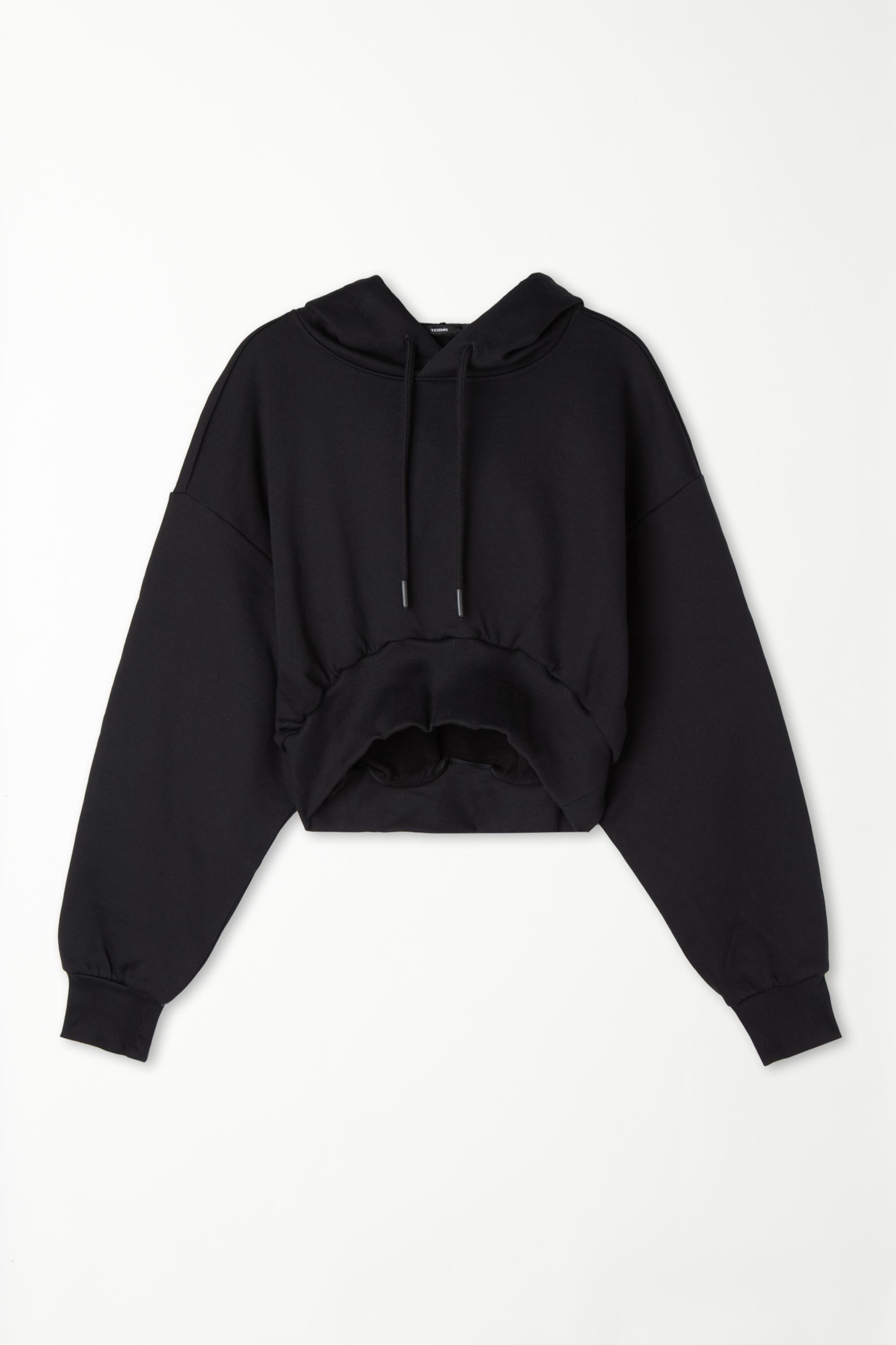 Short Thick Hoodie with Long Sleeves and Dropped Shoulders