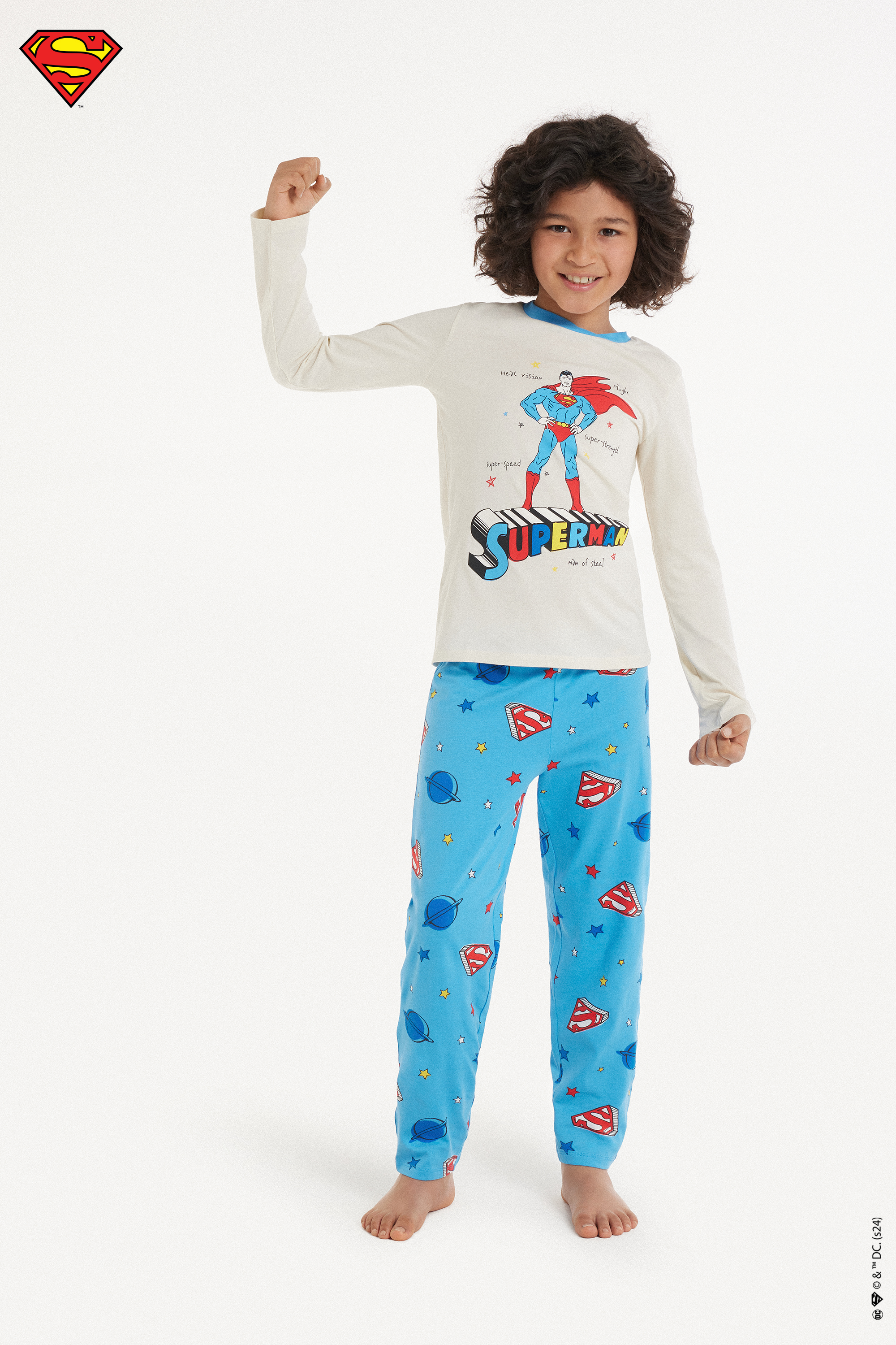 Langer Jungen-Pyjama aus Baumwolle mit Superman-Print