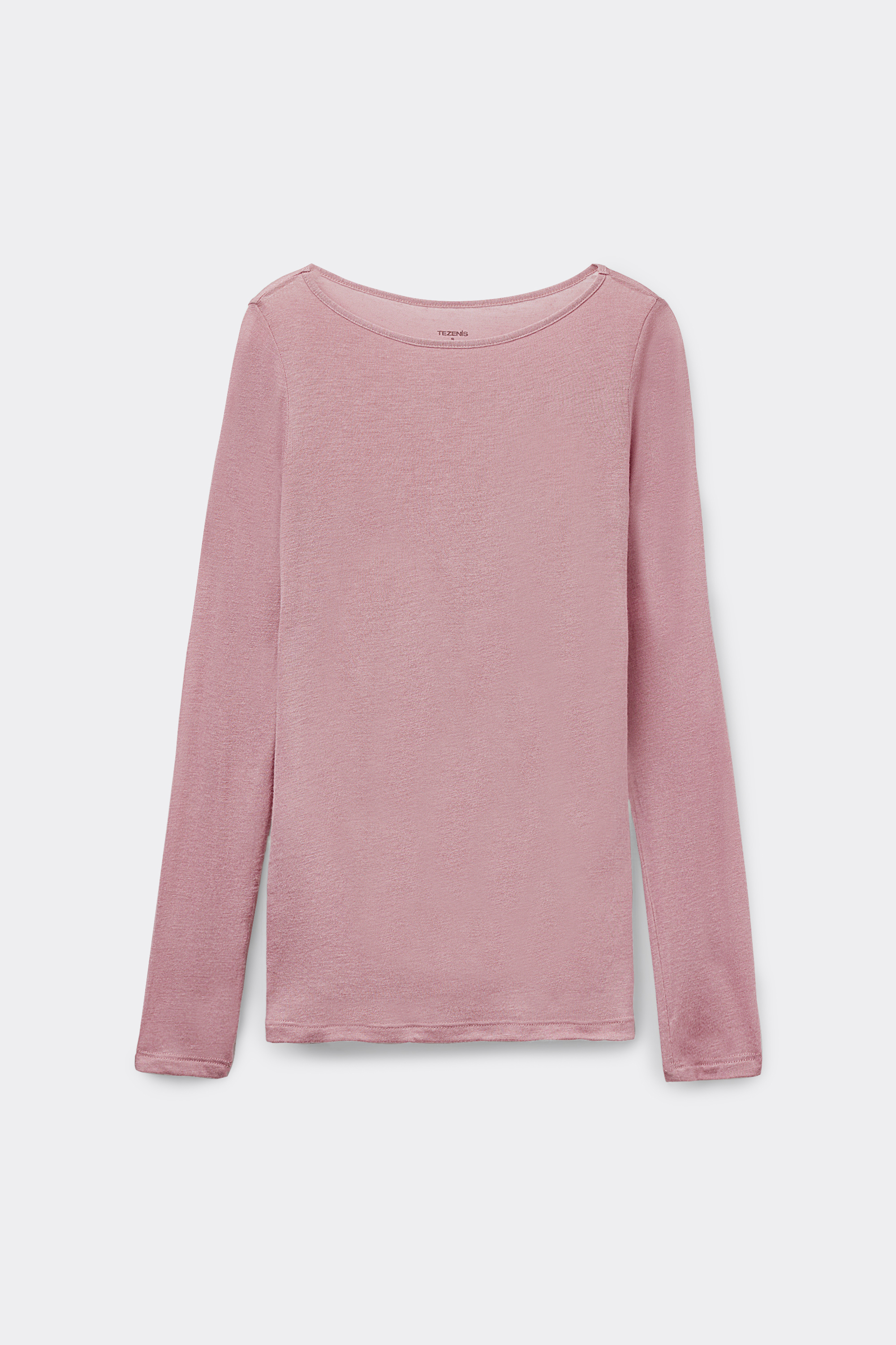 Langarmshirt mit U-Boot-Ausschnitt aus Viskose und Merinowolle