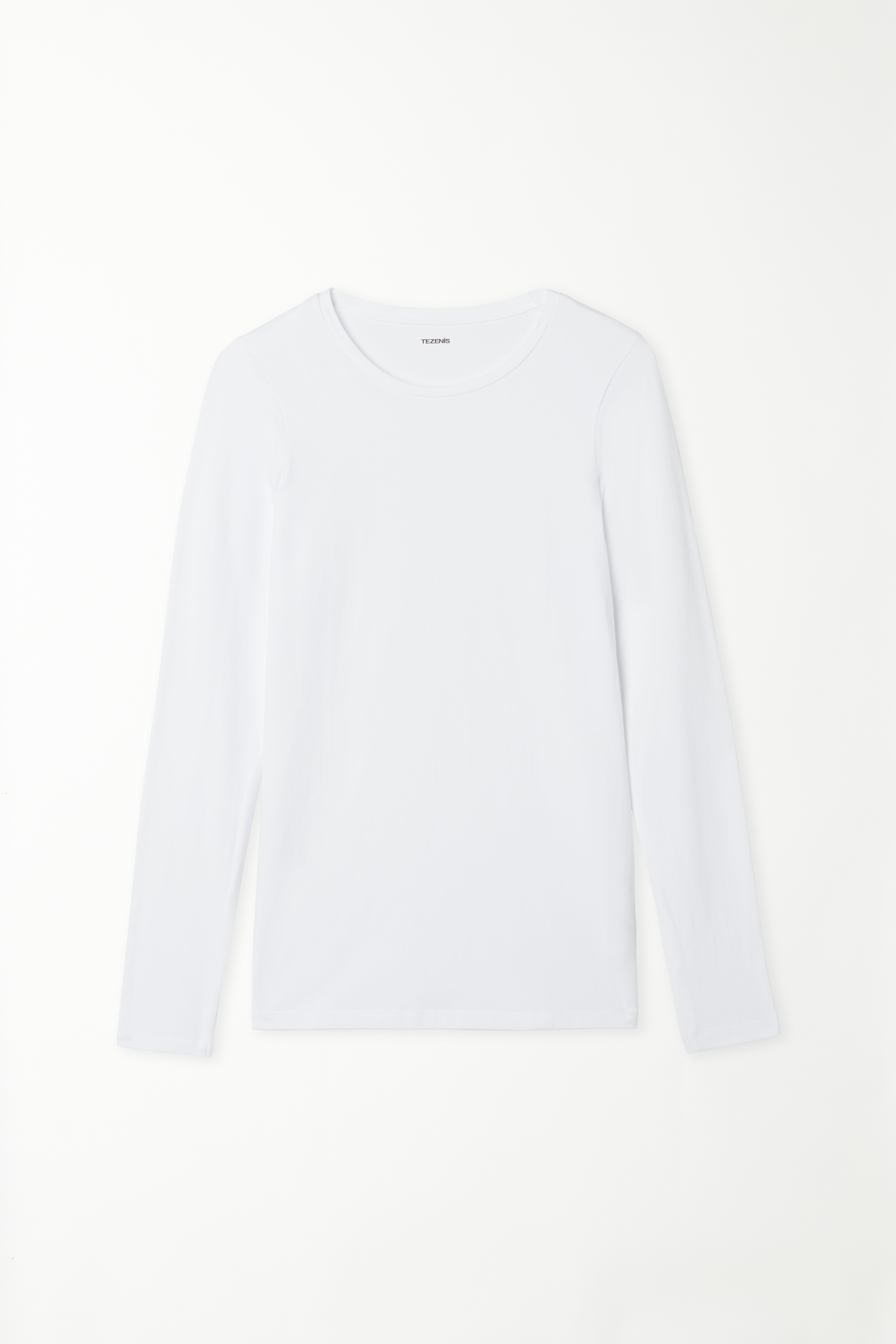 Long-Sleeve Crew-Neck Stretch-Cotton Top