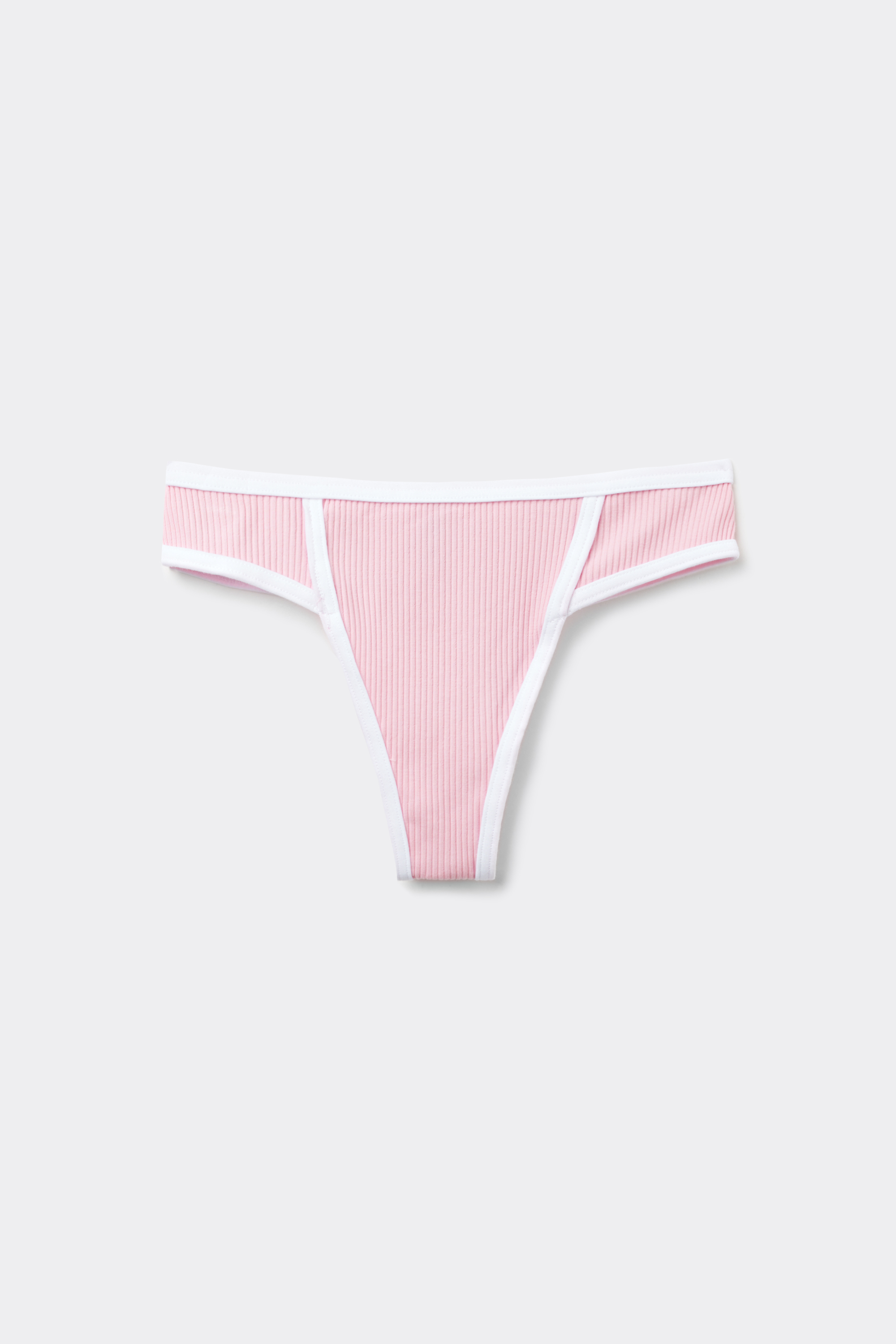 Ribbed Cotton Brazilian Briefs with Piping