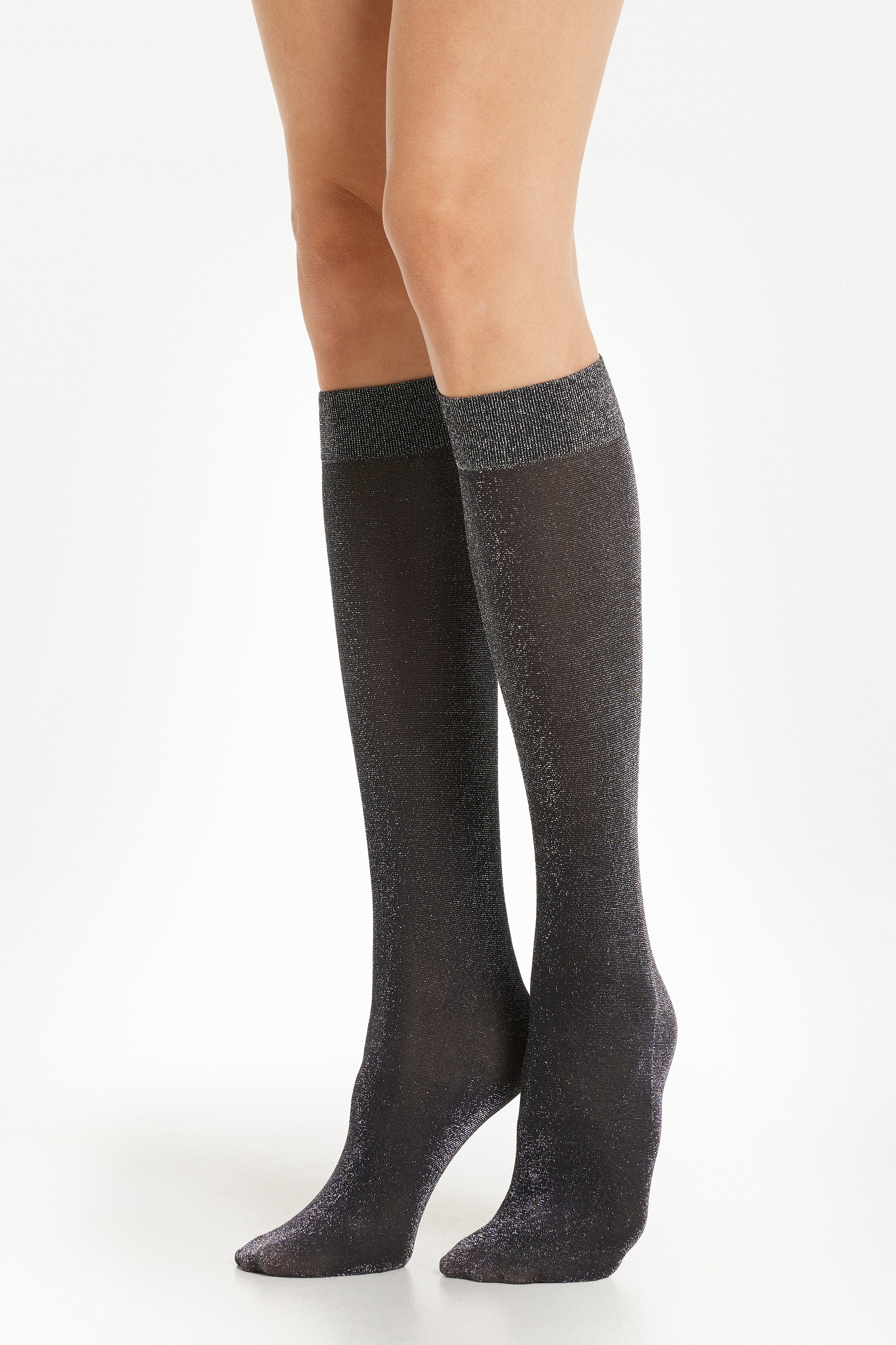 Laminated Sheer Knee-High Stockings