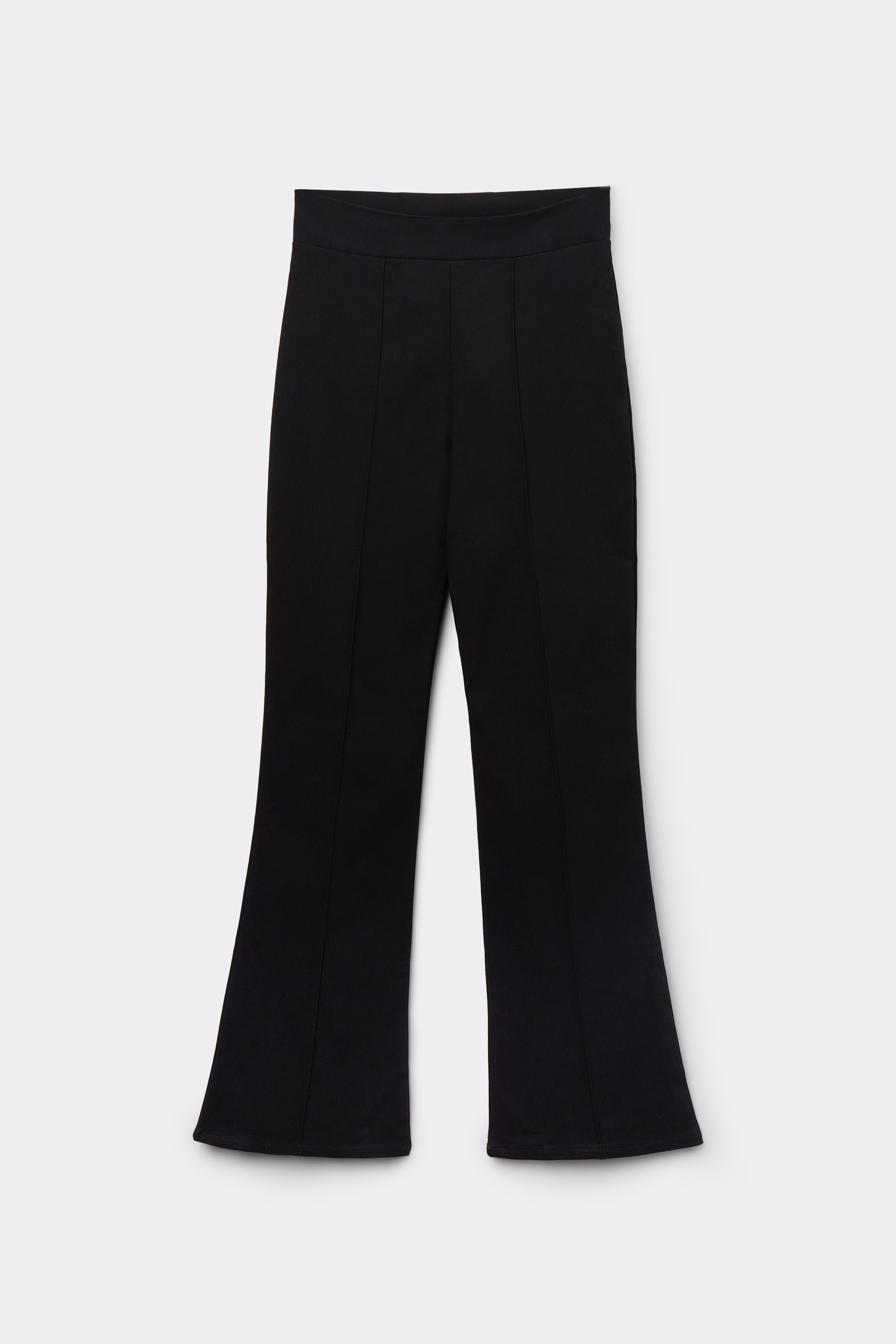 Cropped Flared Trousers in Stretch Canvas