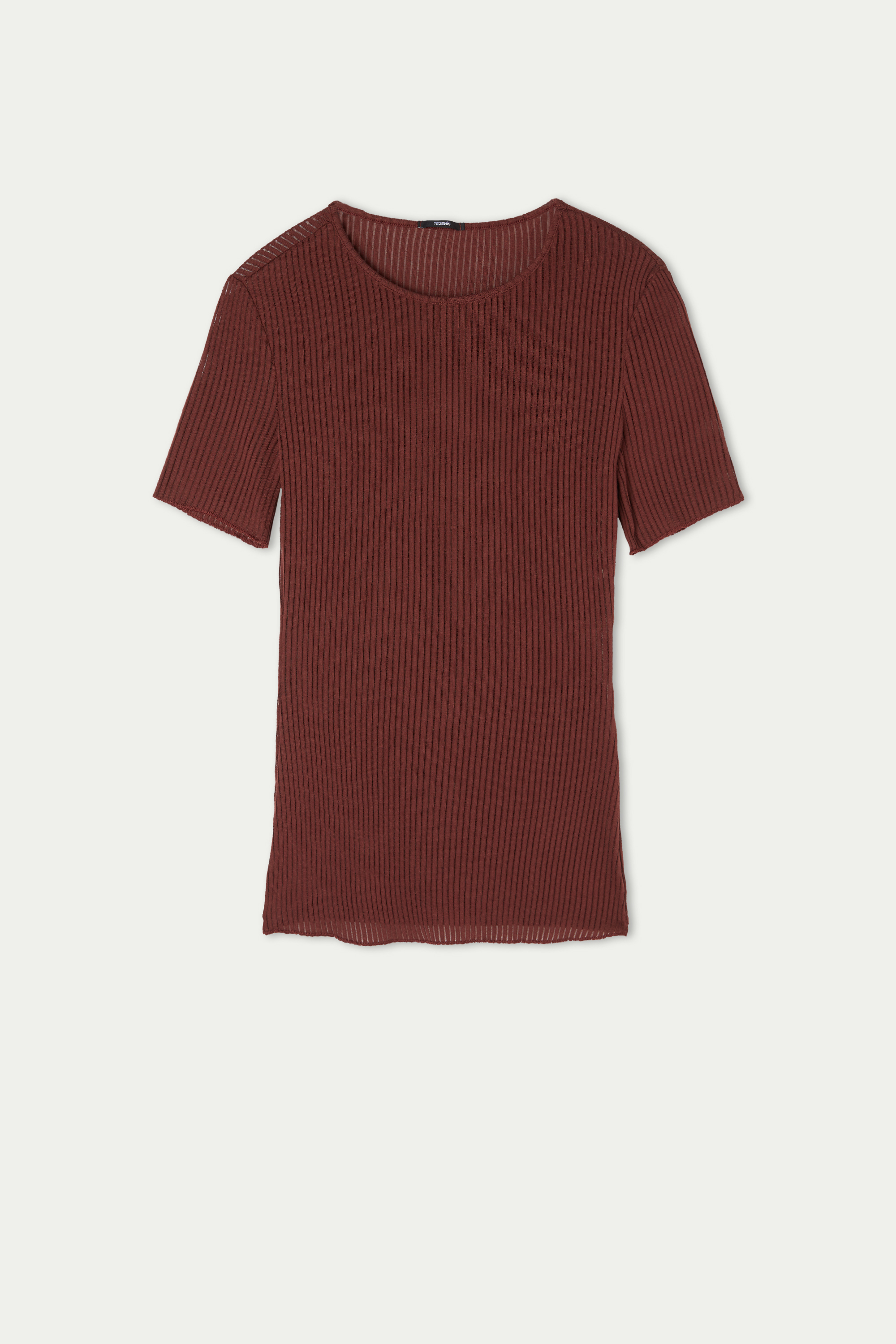 Camiseta de Manga Corta con Cuello Redondo de Canalé Ultralight Rib