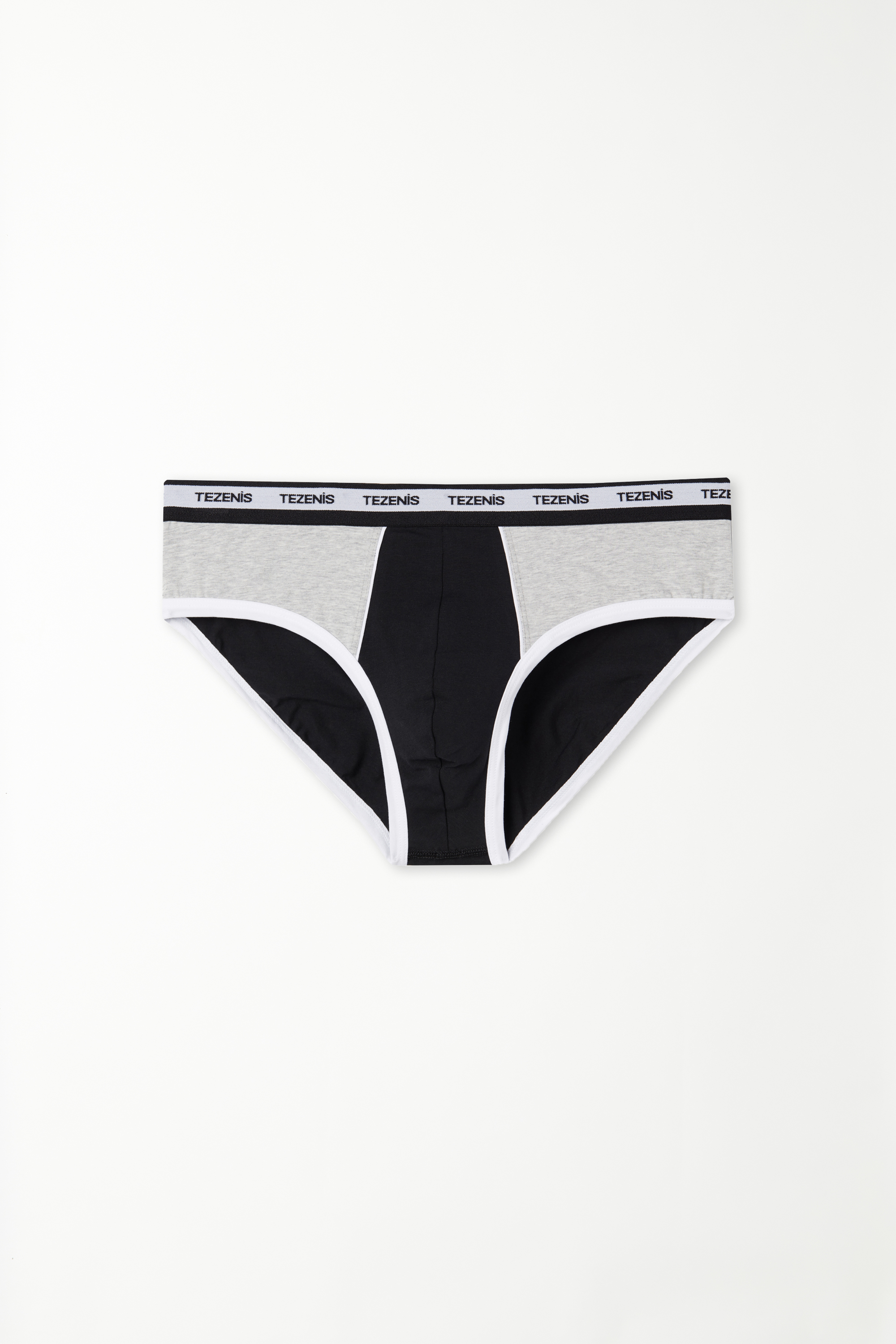 Two-Tone Cotton Briefs with Elasticated Logo Waistband