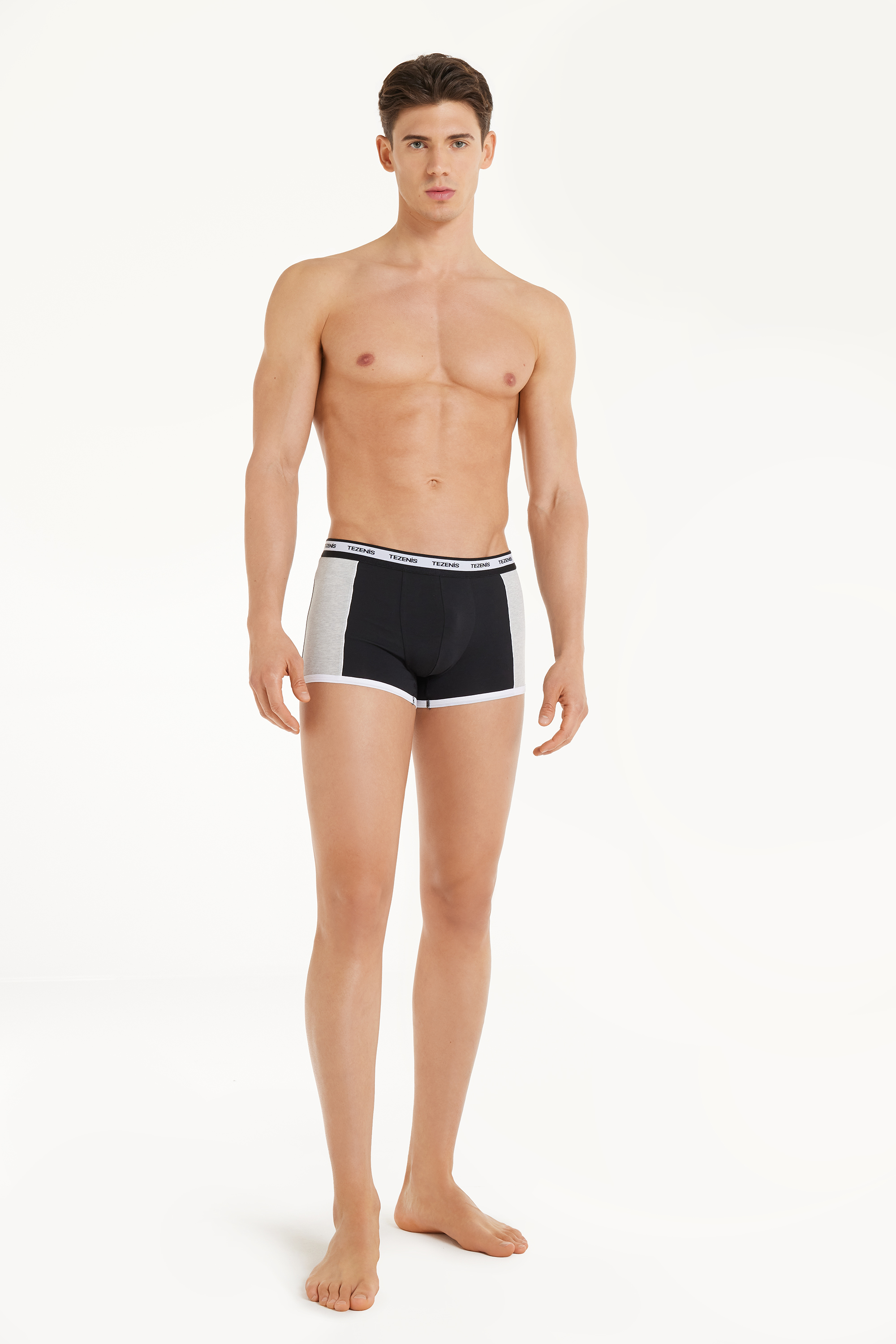 Two-Tone Cotton Boxers with Elasticated Logo Waistband