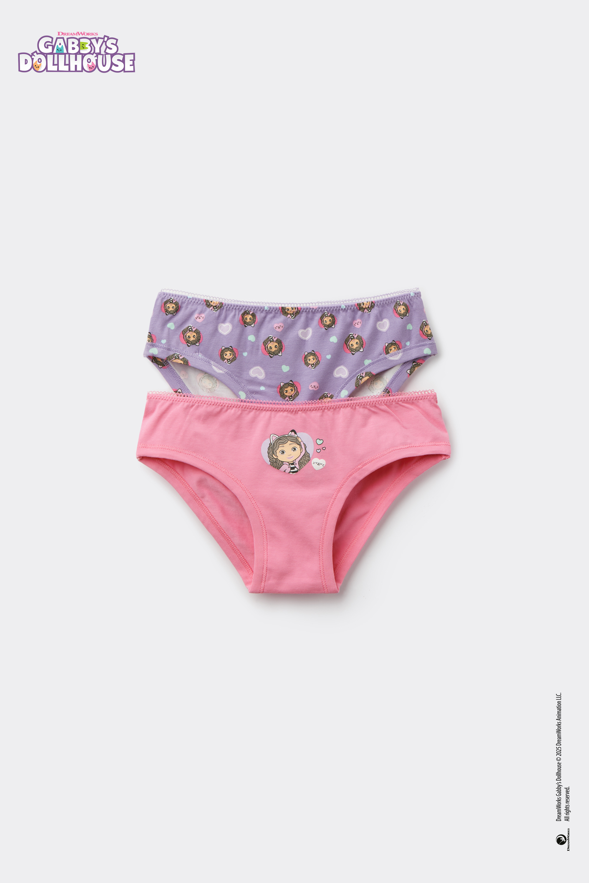 2 Slips f&uuml;r M&auml;dchen aus Baumwolle mit Gabby-Print