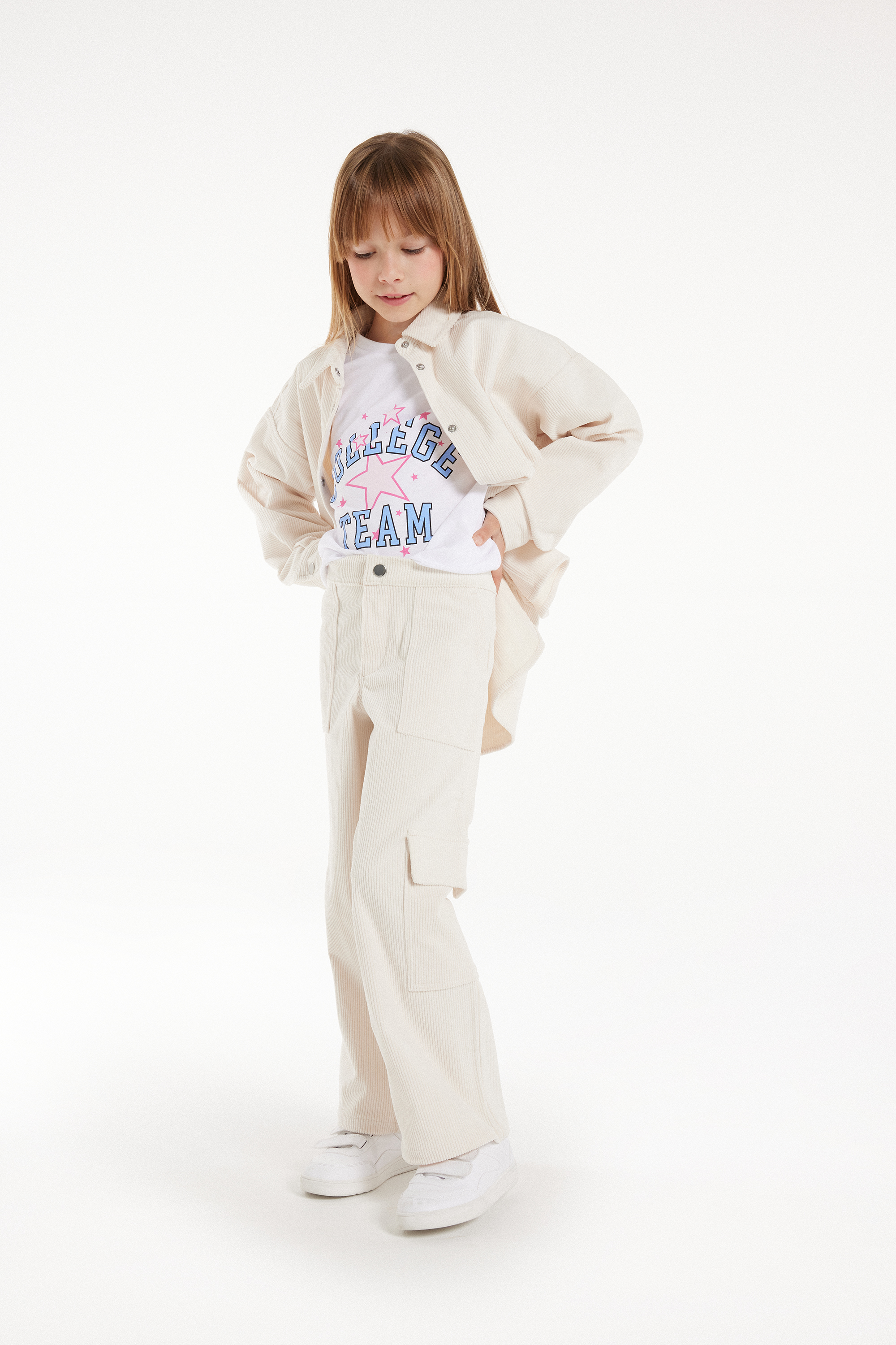 Pantalon Cargo en Velours Côtelé Fille