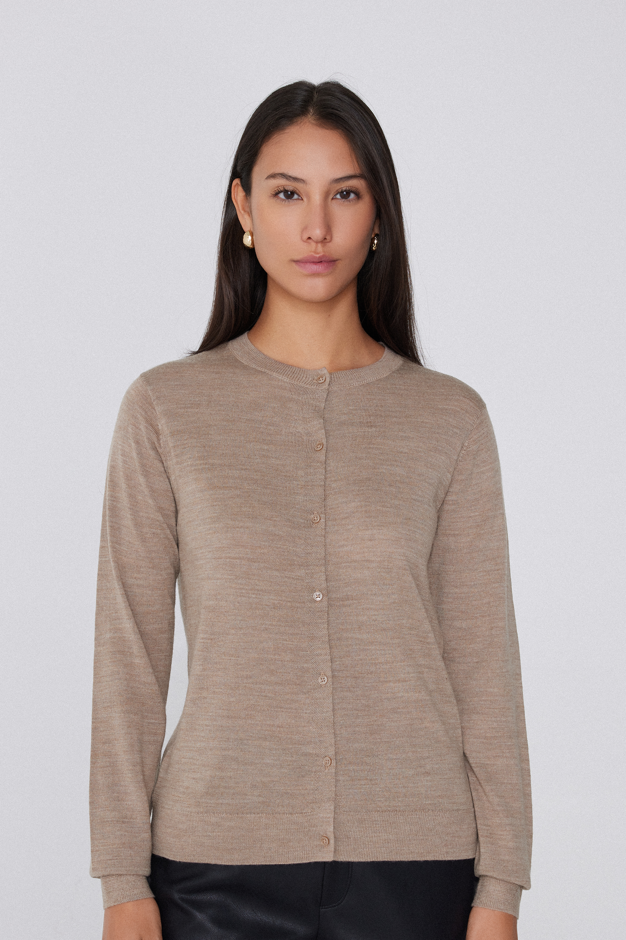 Cardigan Grosso com Botões 100% Lã Merino