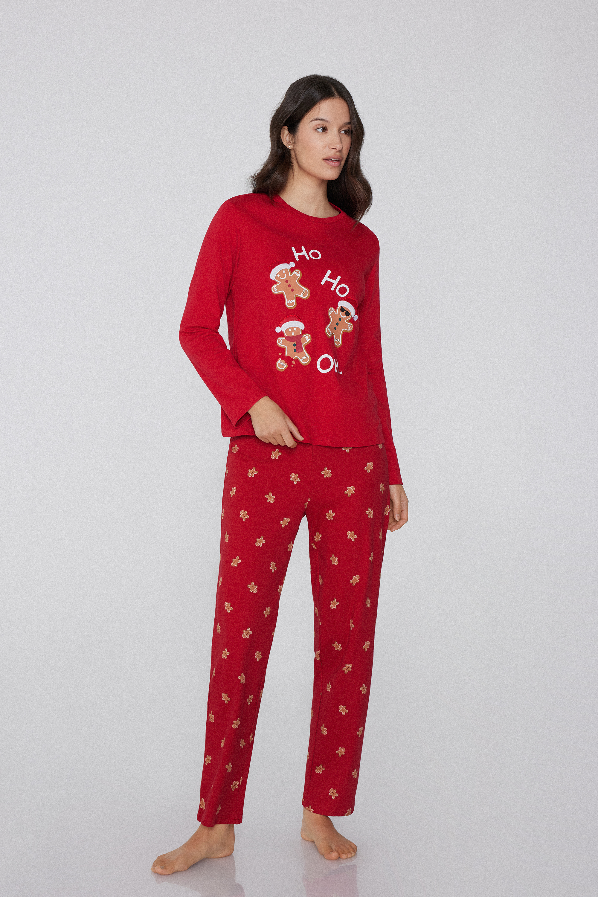 Full-Length Heavyweight Cotton Gingerbread Patch Pajamas