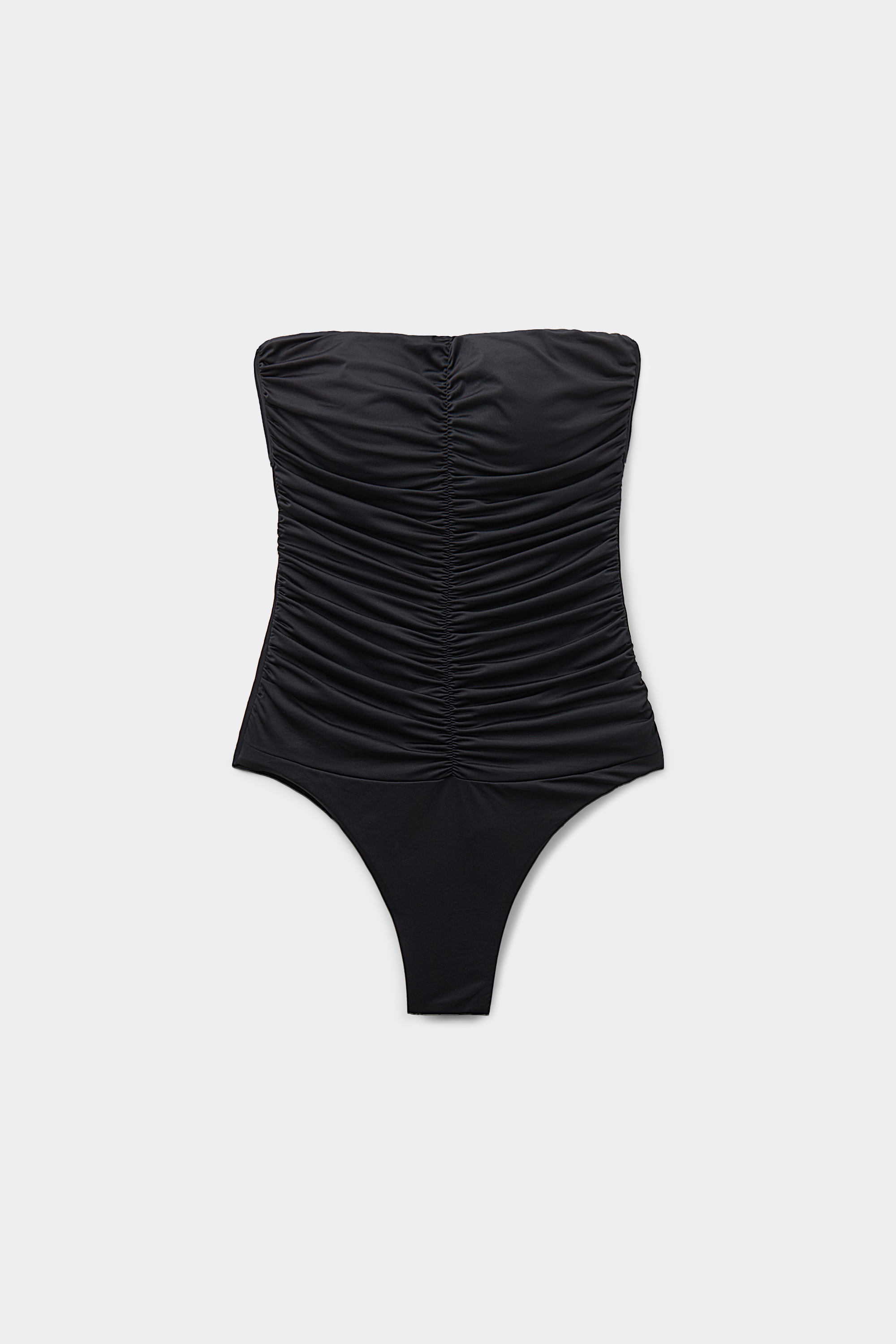 Recycled Microfiber Ruched Bandeau One-Piece Swimsuit