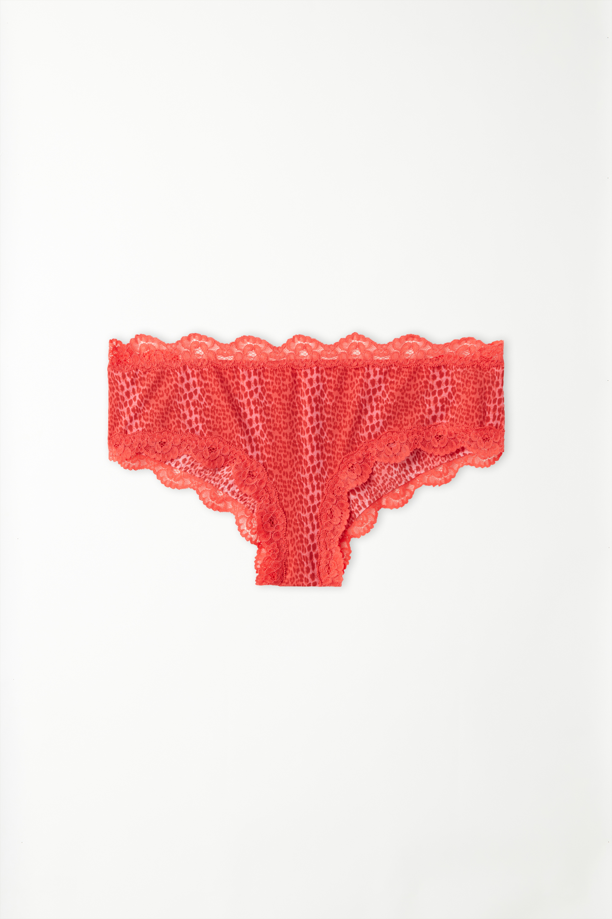 Brazilian-Culotte aus bedruckter Mikrofaser und Spitze