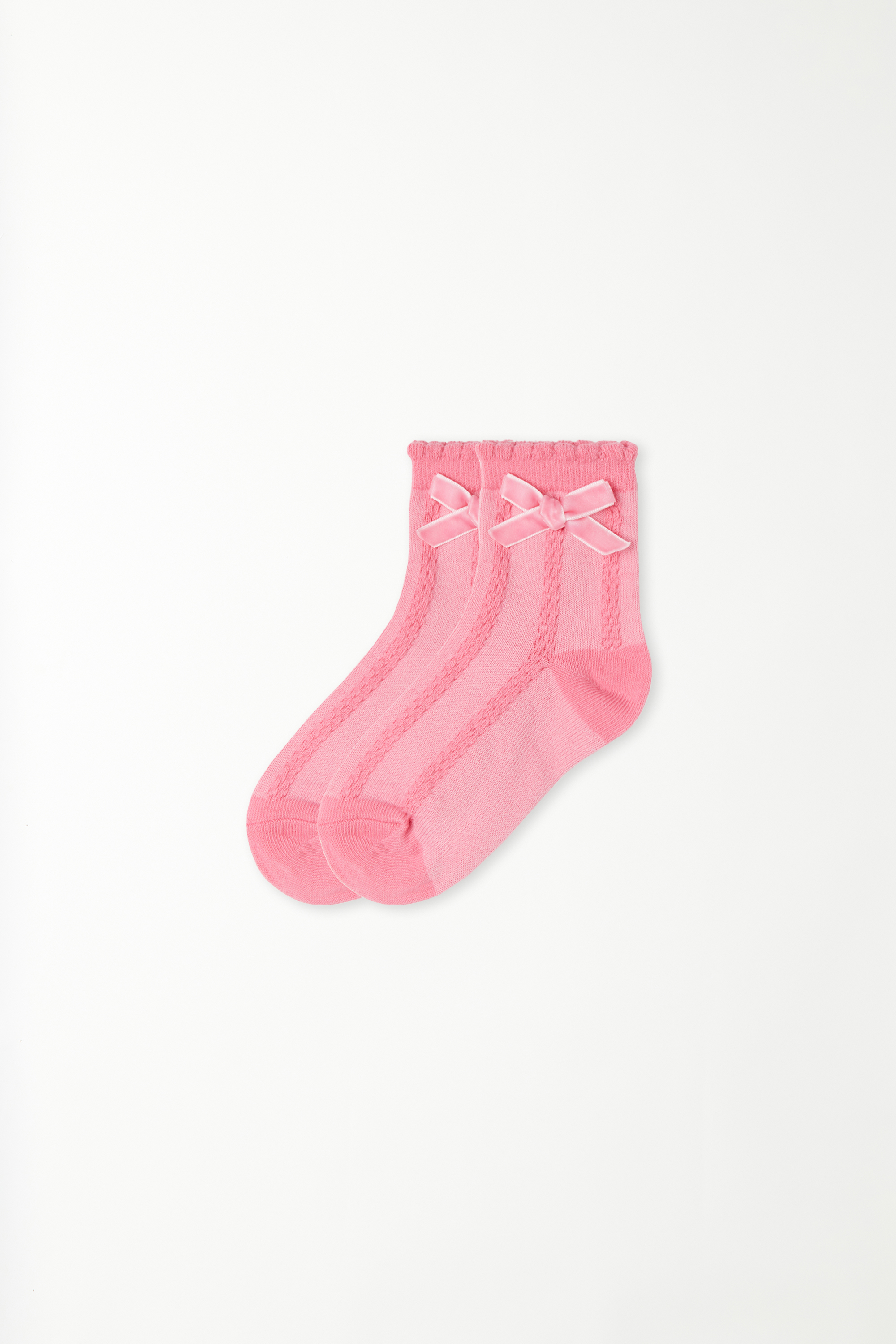 Girls’ Short Bow Openwork Cotton Socks