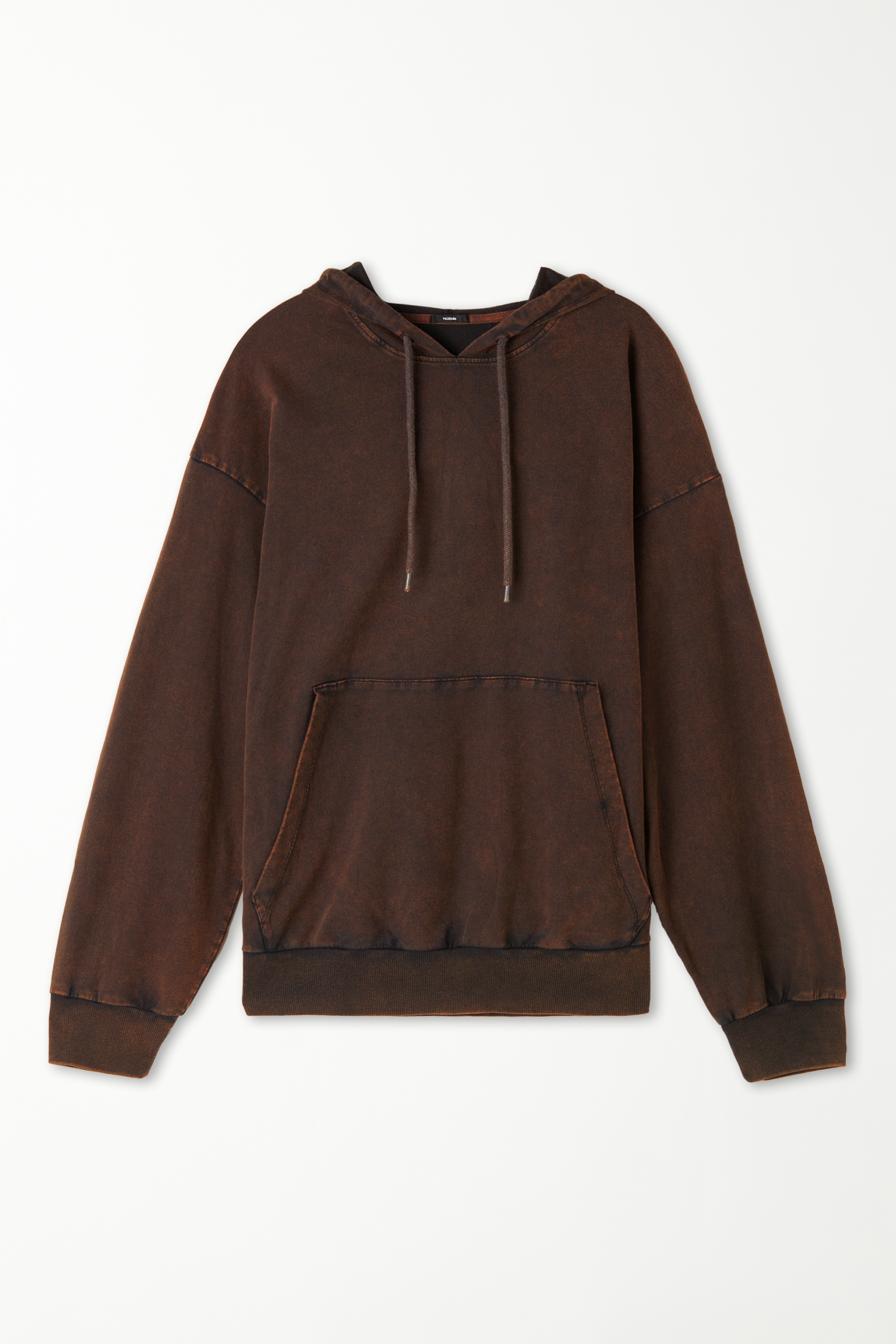 Long-Sleeved Delavé Hooded Sweatshirt