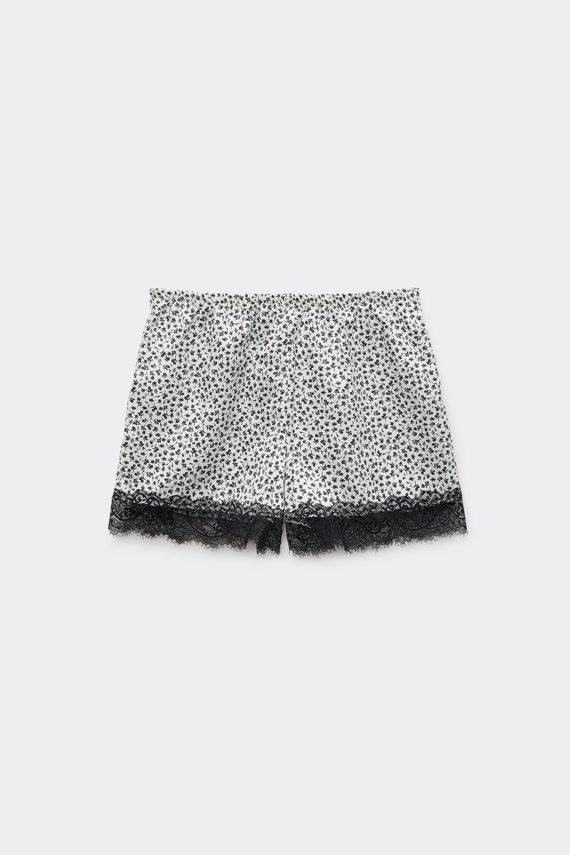Printed Satin and Lace Shorts