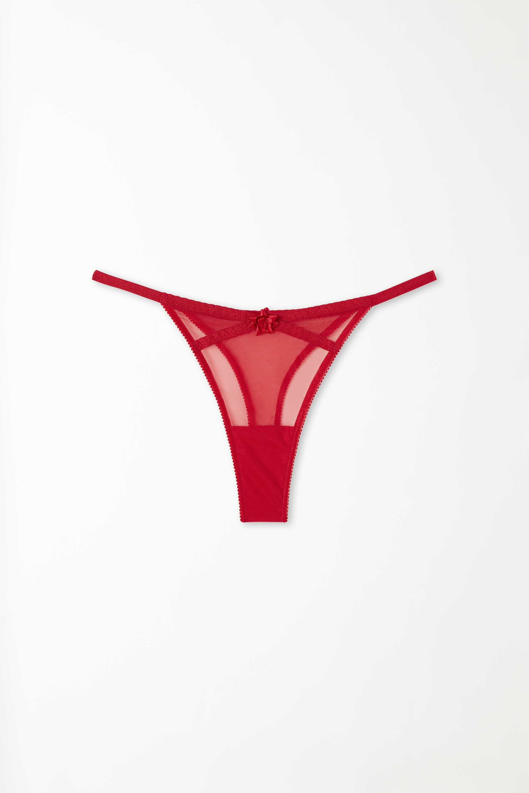 Tulle Brazilian Briefs with Thin Panel and Rosette