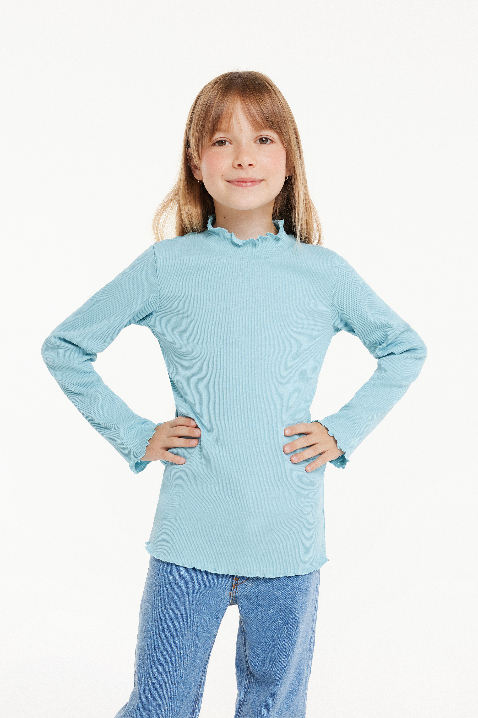 Maglia Manica Lunga Bimba Costina Punto Bambola