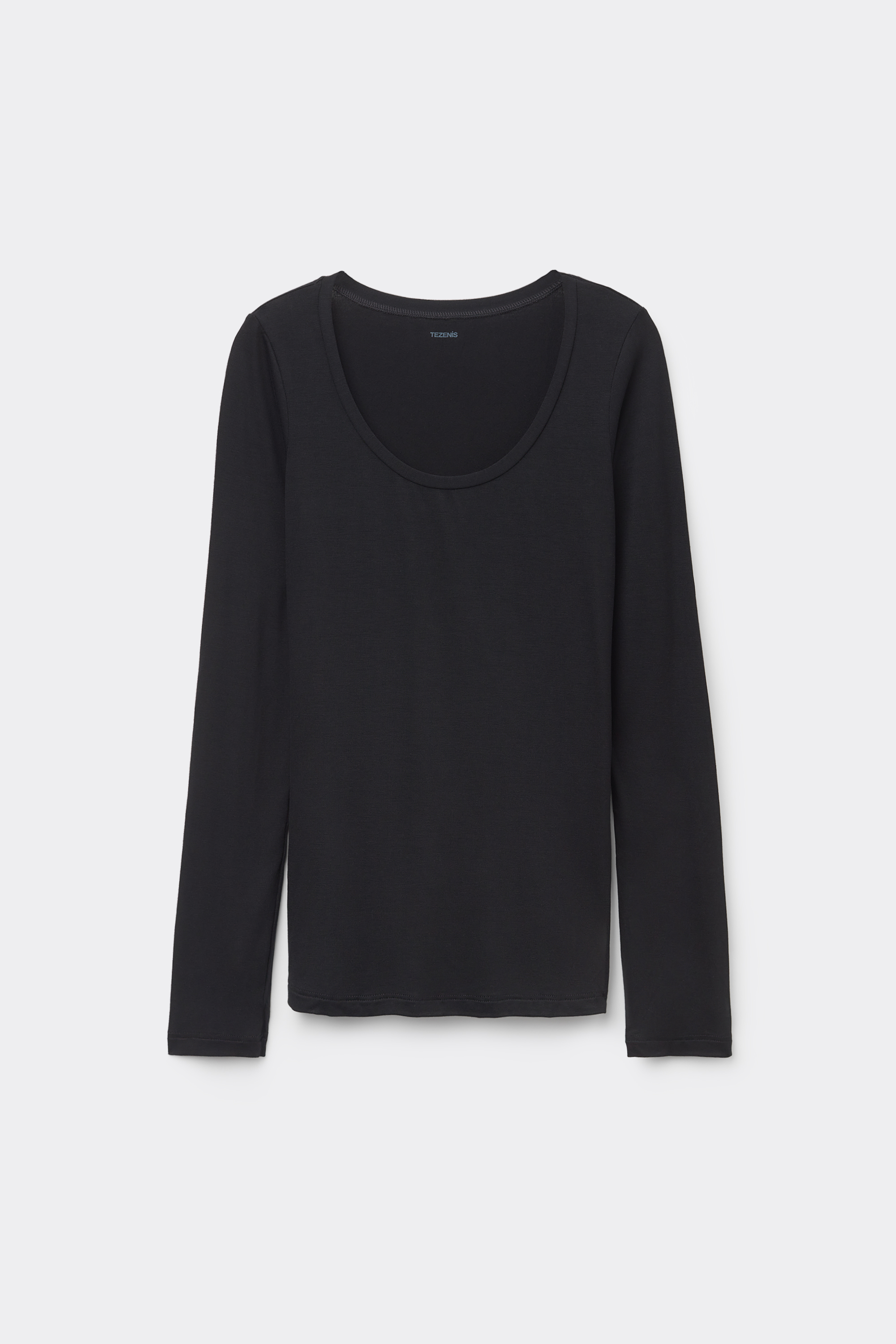 Long-Sleeve Scoop-Neck Viscose Top