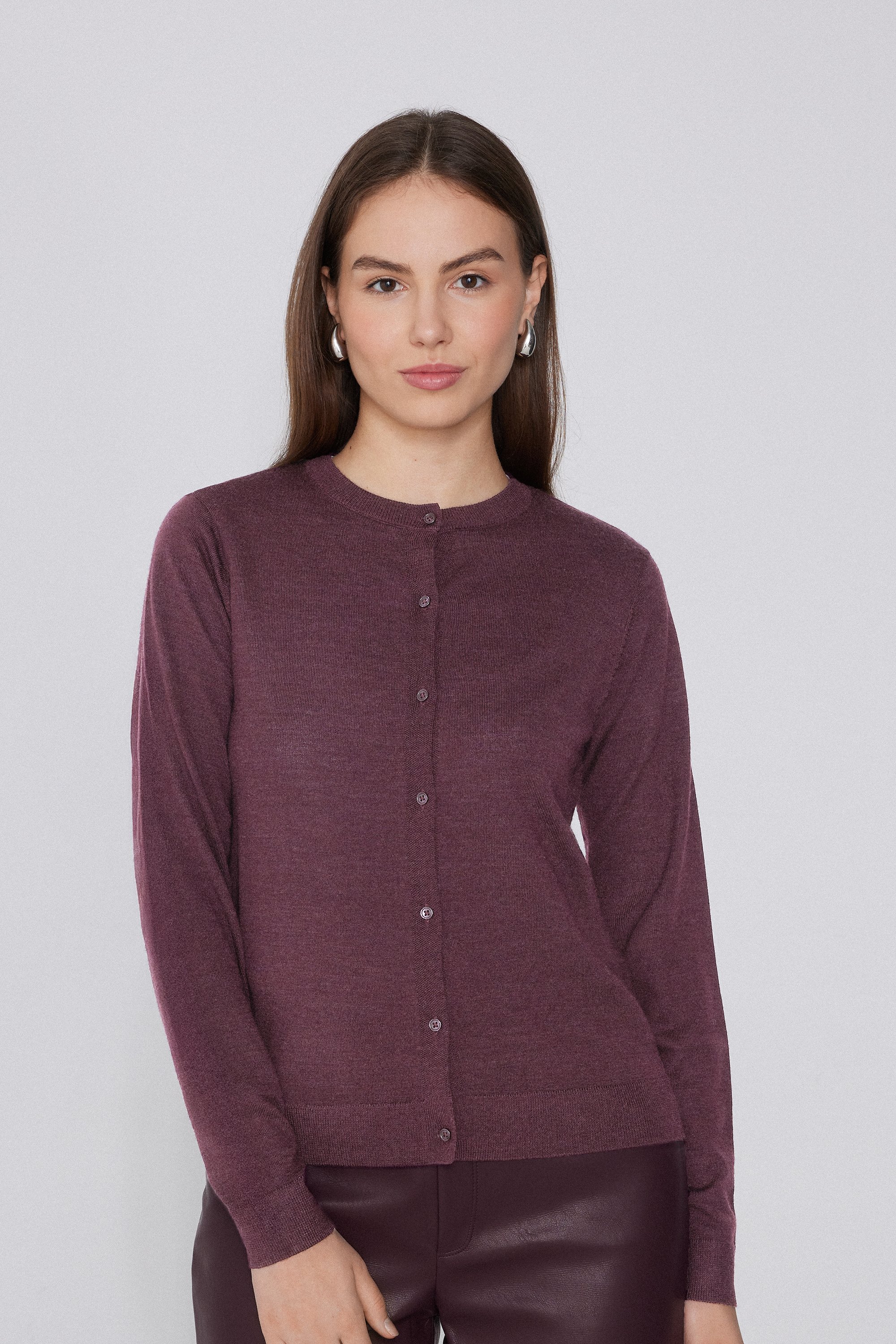 Cardigan Grosso com Botões 100% Lã Merino