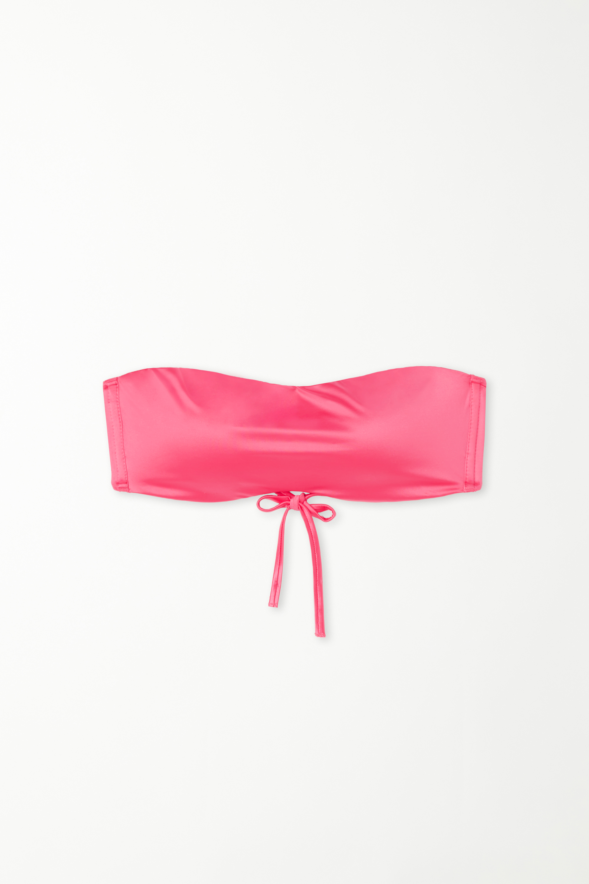 Shiny Summer Pink Bandeau Bikini Top with Removable Padding