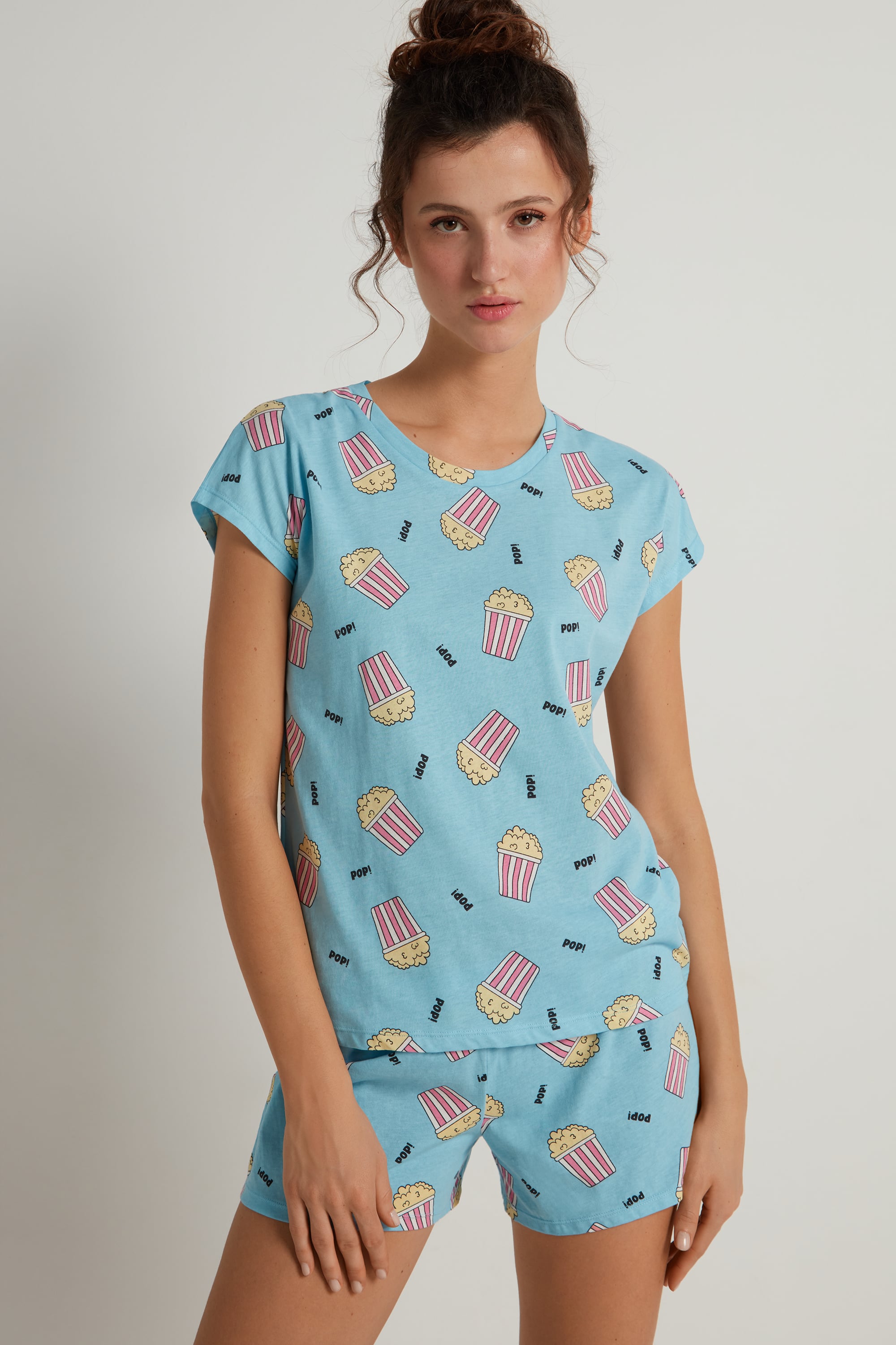Pyjama Court en Coton Imprimé Pop-corn - Pyjamas courts - Femme | Tezenis