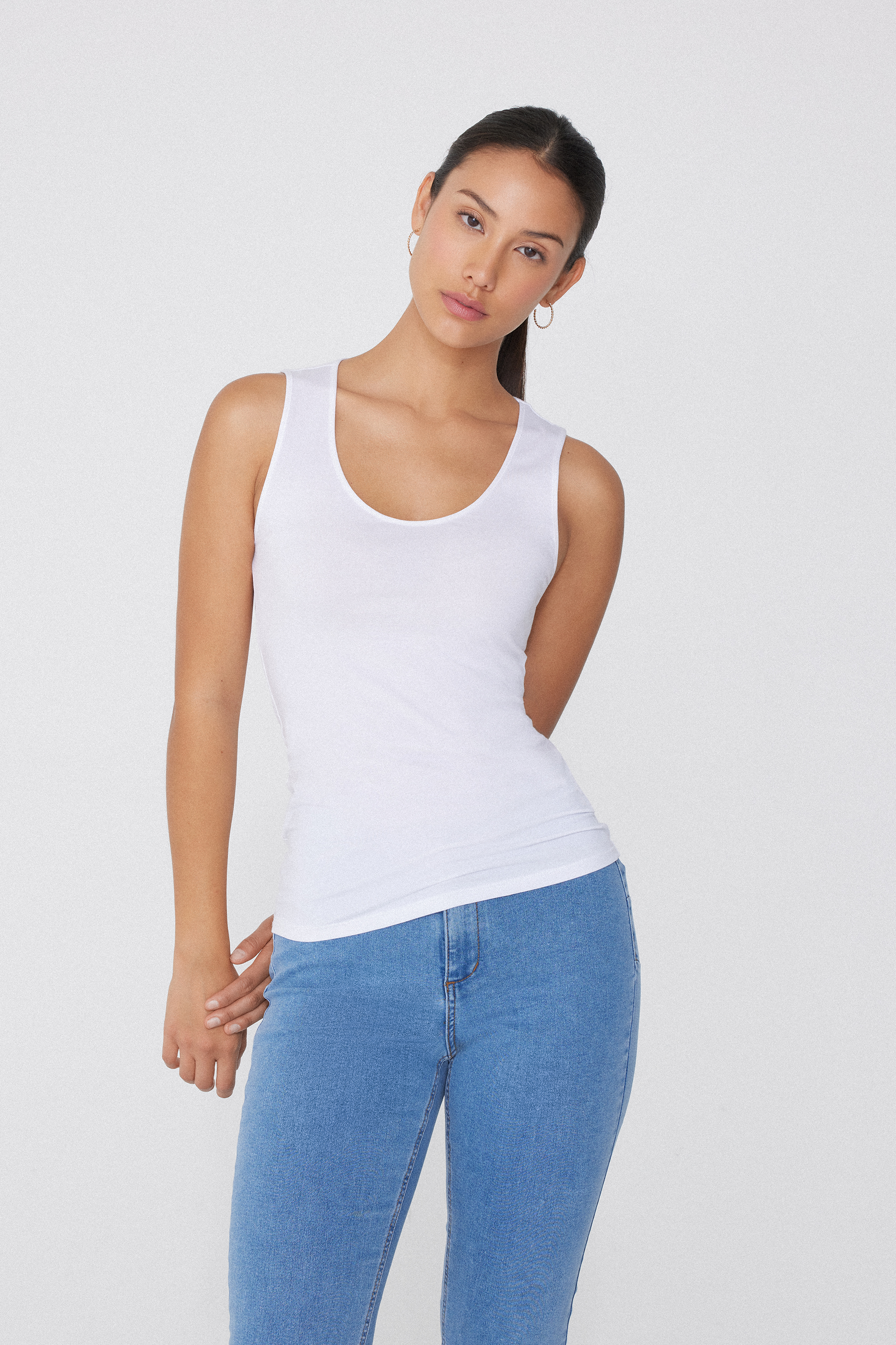 Wide-Strap Round-Neck Organic Cotton Tank Top